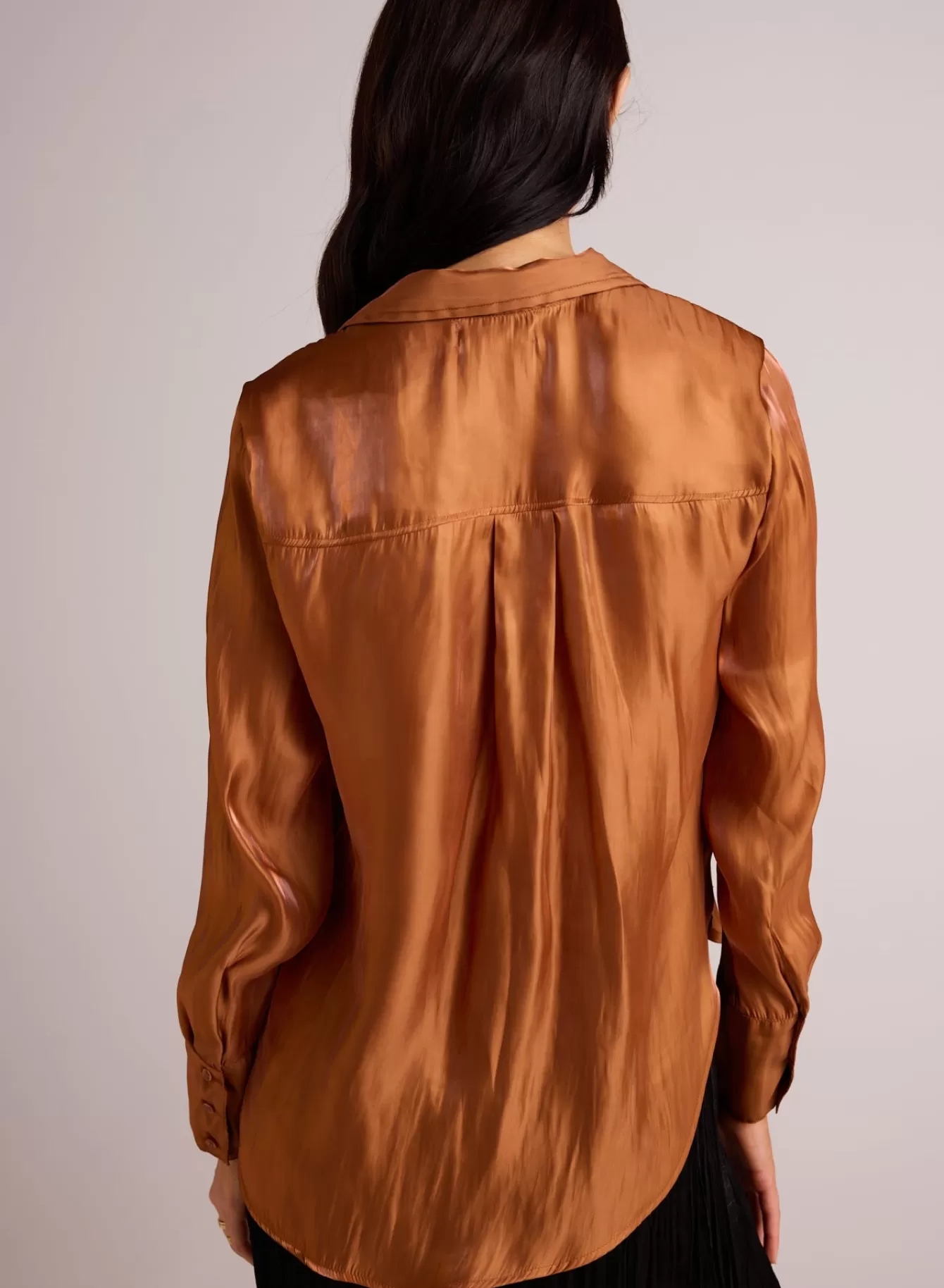 Bella Dahl Button Down-Shirt Tail Button Down - Ember Glow Shimmer