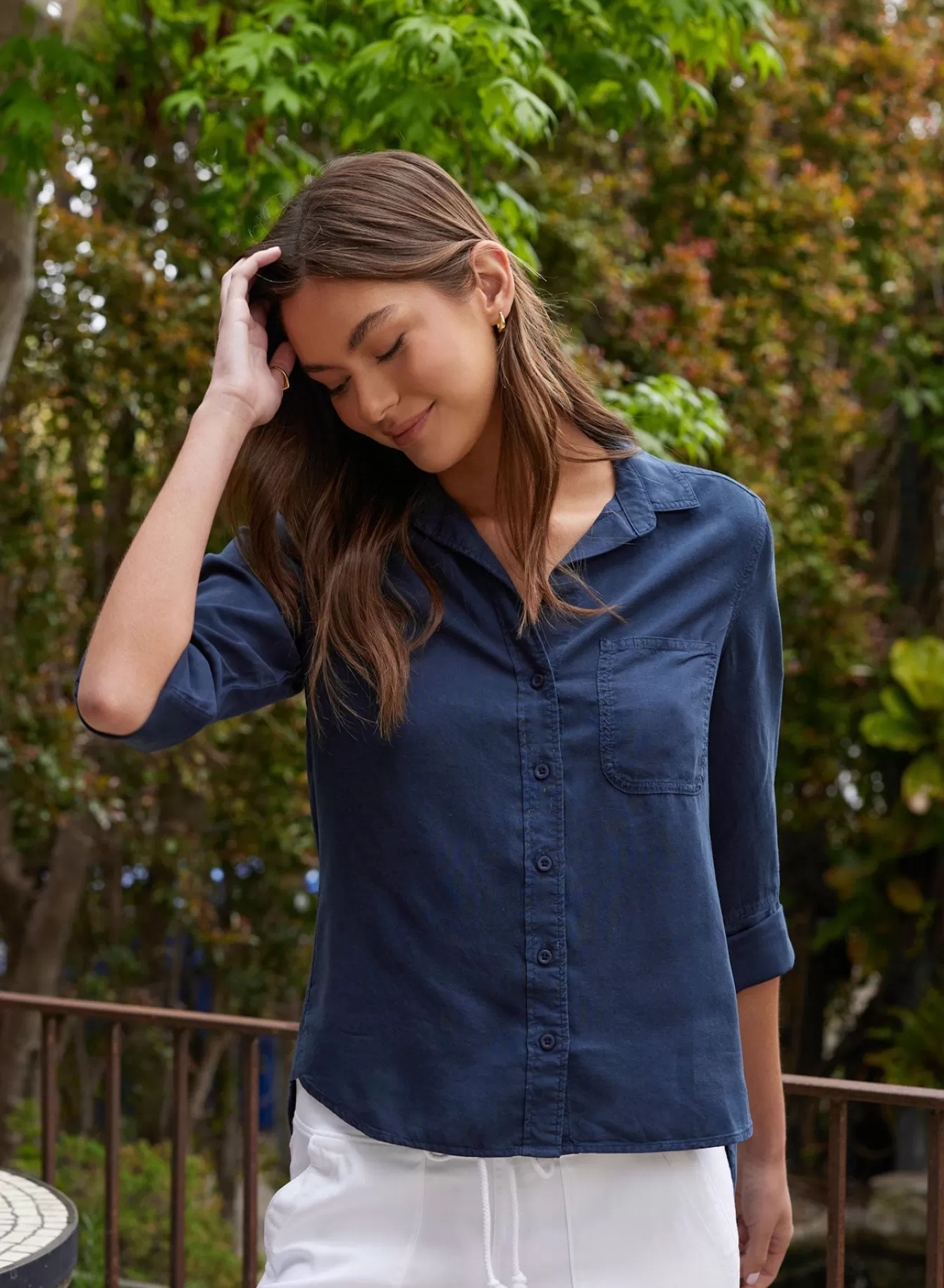 Bella Dahl Essentials Tops-Shirt Tail Button Down - Endless Sea