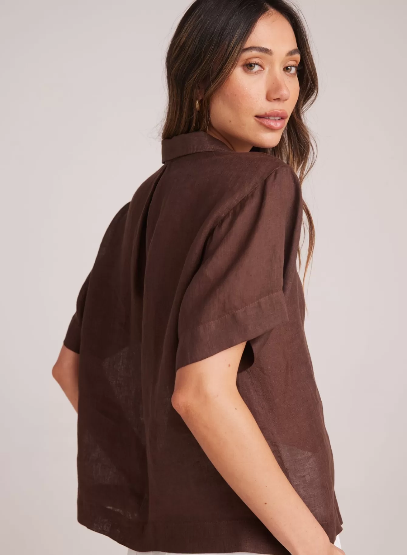 Bella Dahl Short Sleeve-Short Sleeve Flowy Button Down - Cocoa Cabana