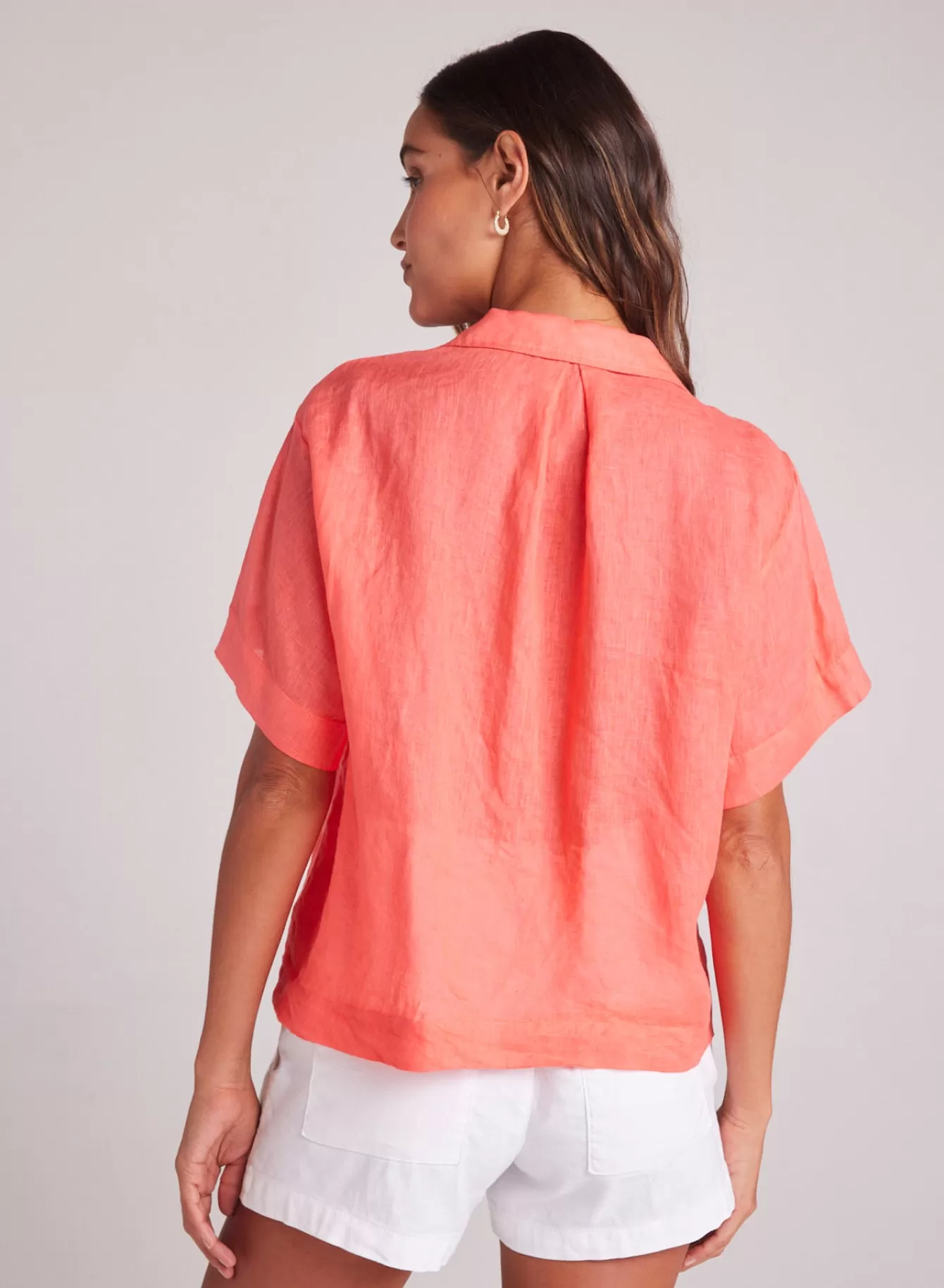 Bella Dahl Button Down-Short Sleeve Flowy Button Down - Hibiscus Bloom