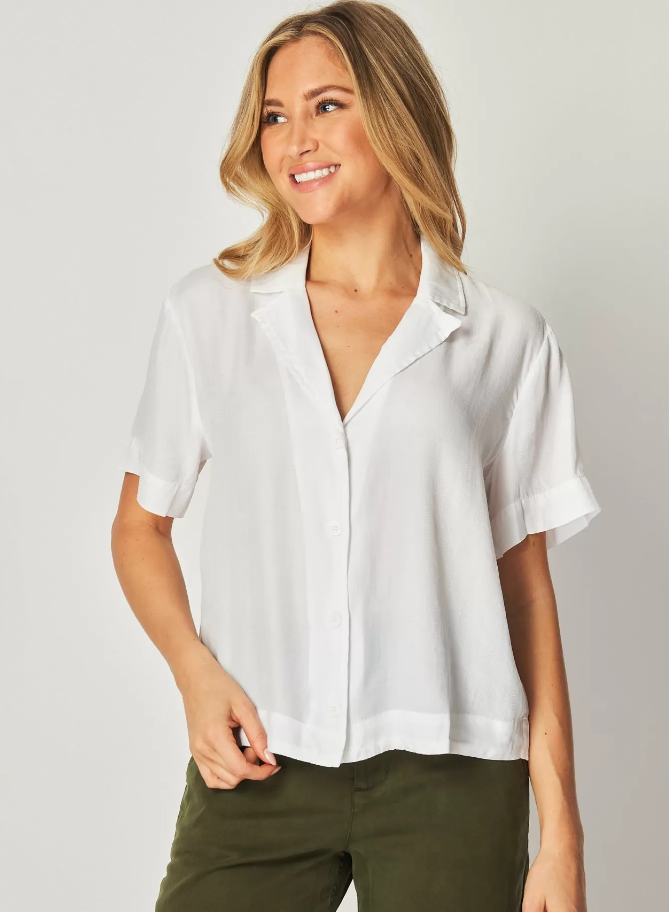 Bella Dahl Short Sleeve-Short Sleeve Flowy Button Down -