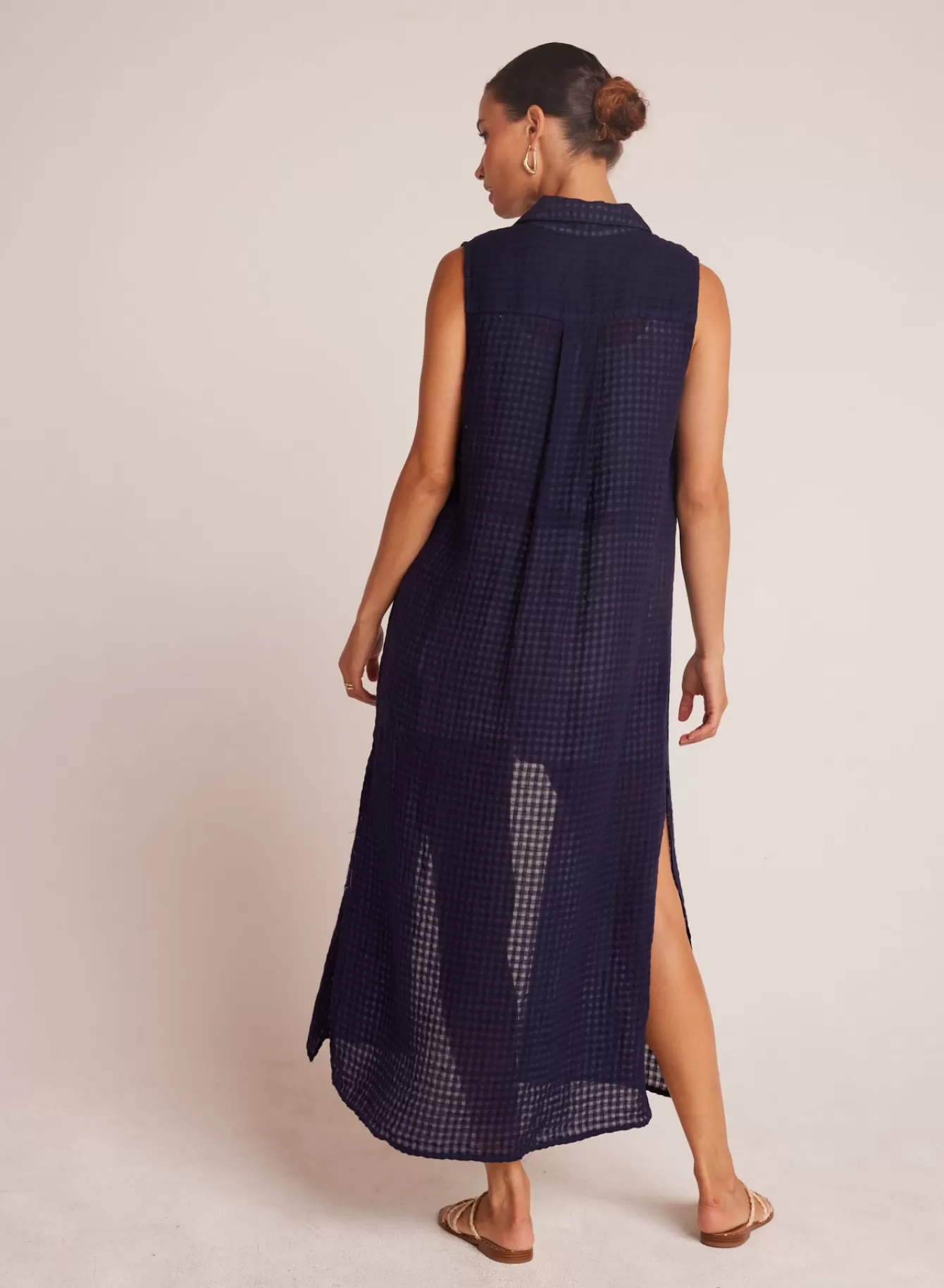 Bella Dahl Long Dresses-Side Slit Duster Dress - Tropic Navy