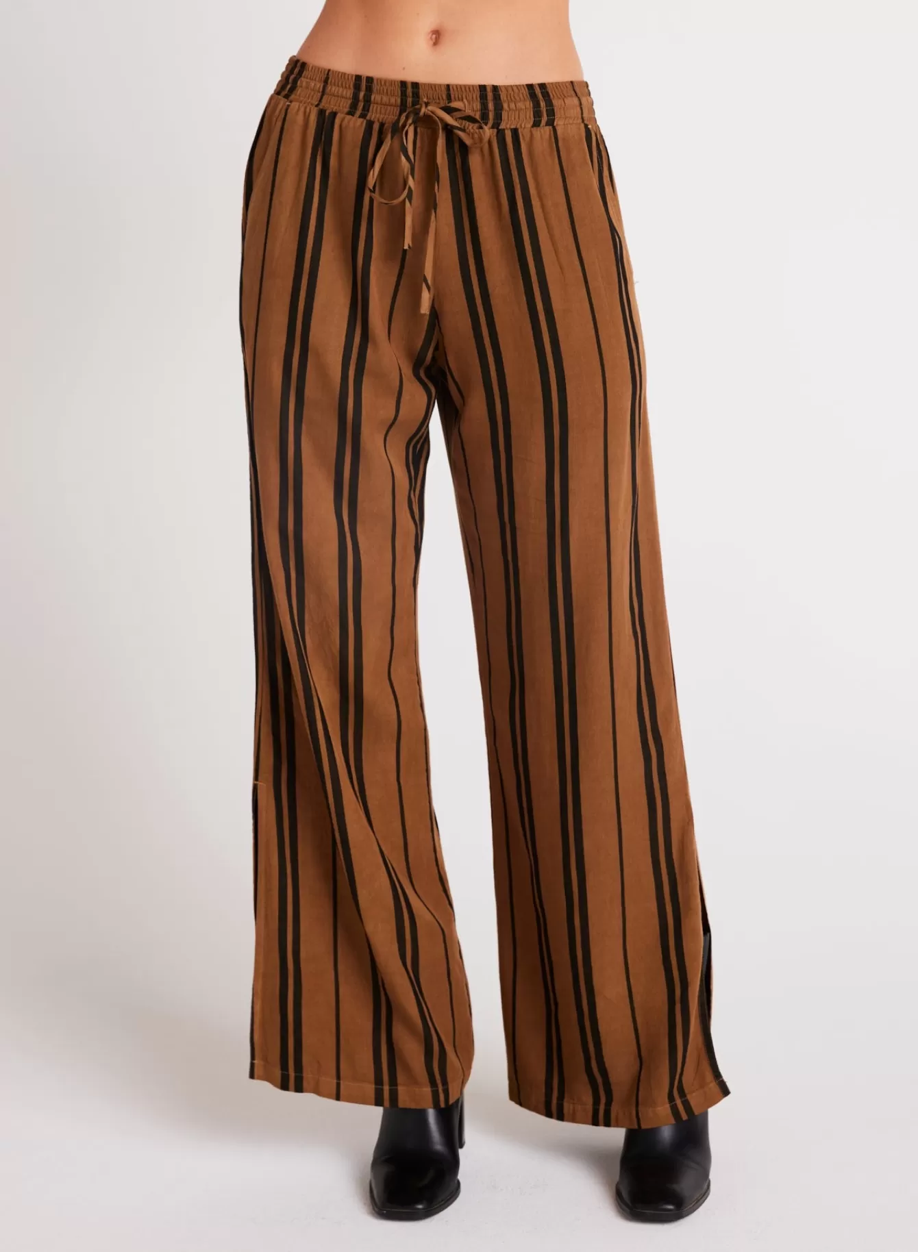 Bella Dahl Pants-Side Slit Wide Leg Pant - Gilded Brown