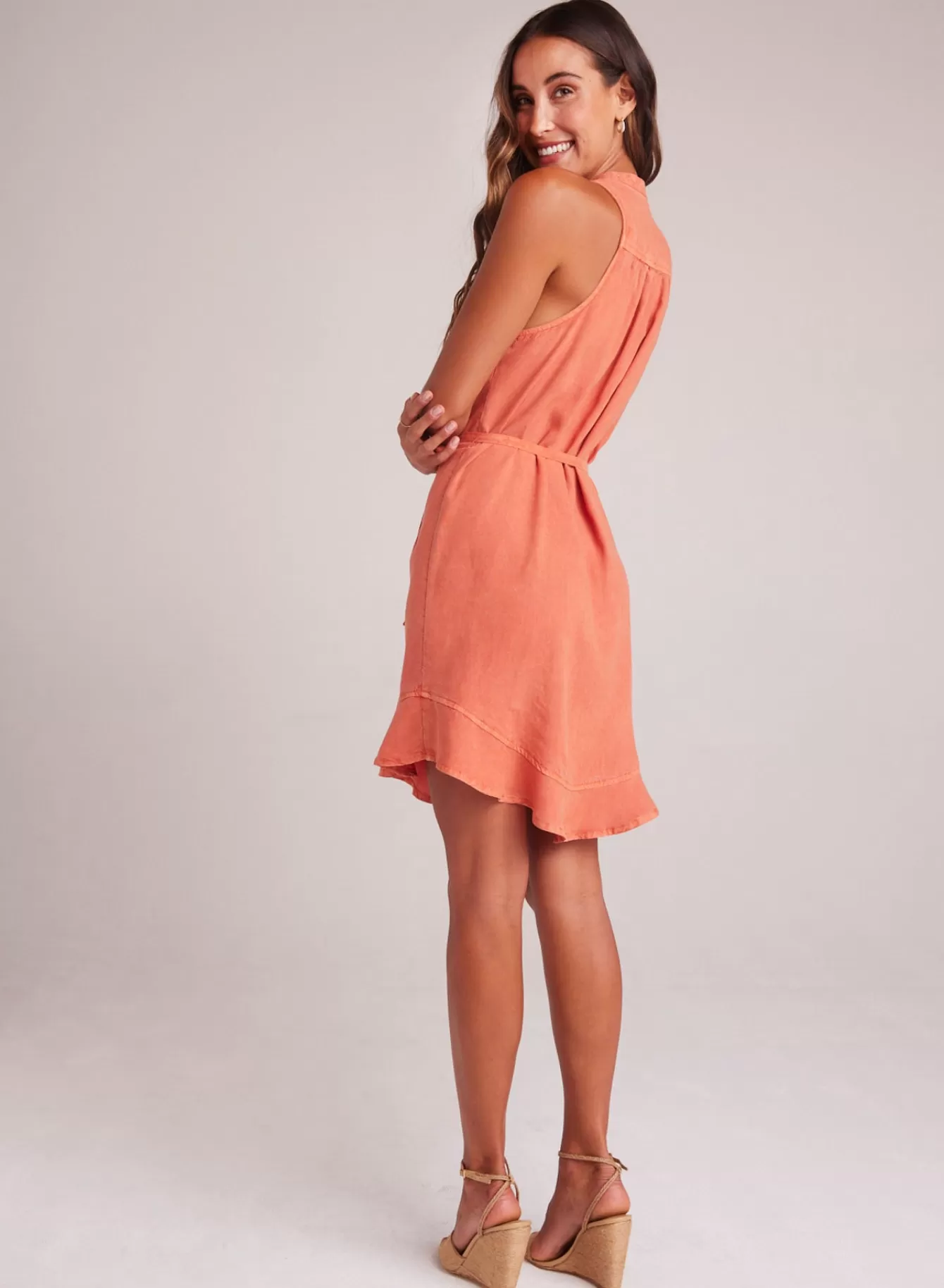 Bella Dahl Short Dresses-Sleeveless Ruffle Hem Placket Dress - Clay Oasis