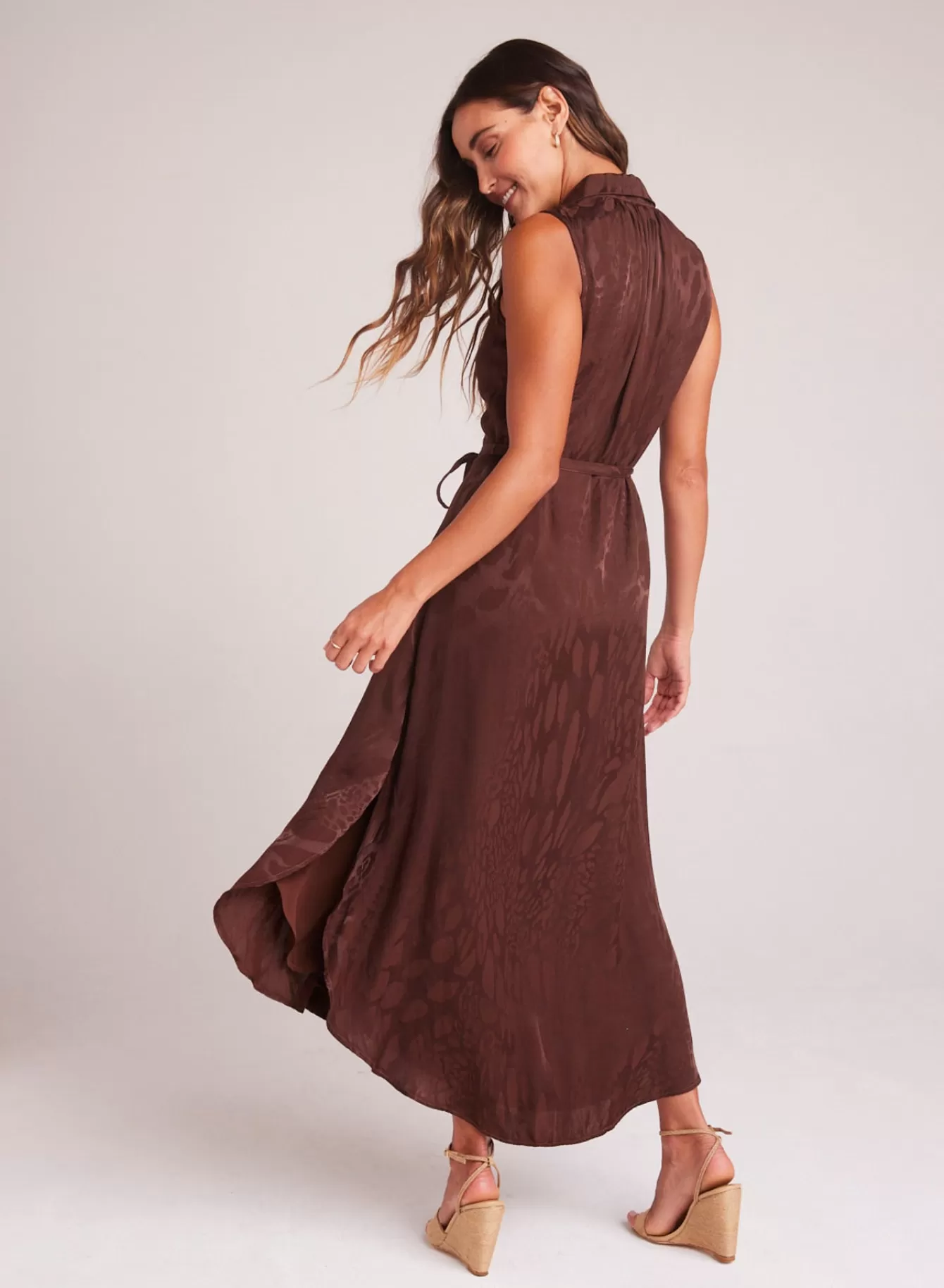 Bella Dahl Long Dresses-Sleeveless Shirred Maxi Dress - Café Noir