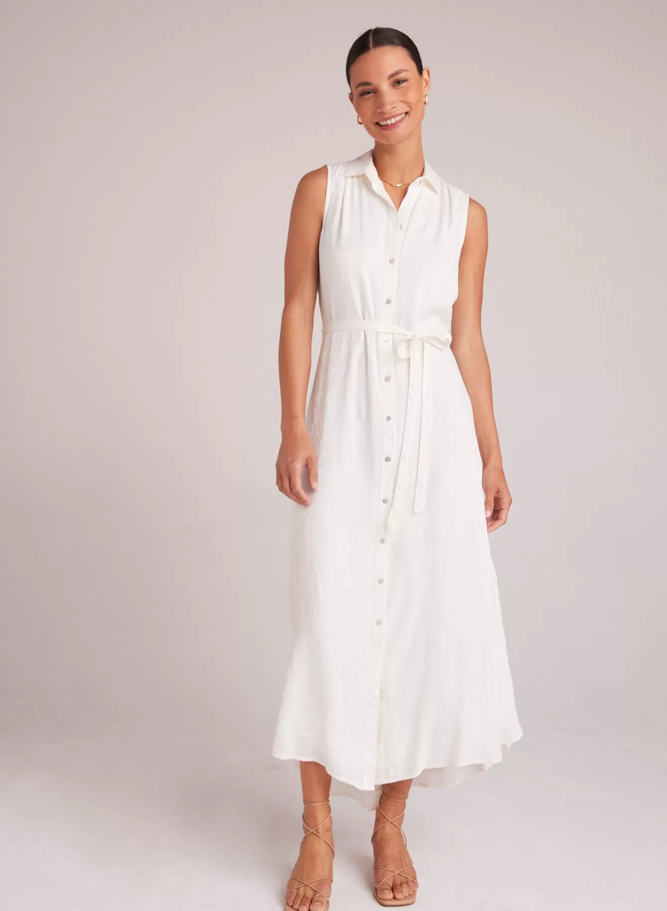 Bella Dahl Long Dresses-Sleeveless Shirred Maxi Dress - Off White