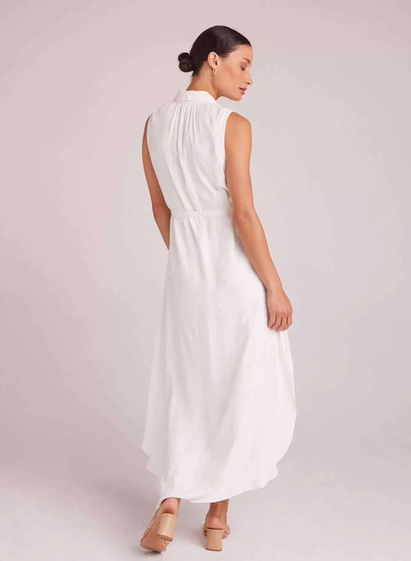 Bella Dahl Long Dresses-Sleeveless Shirred Maxi Dress - Off White