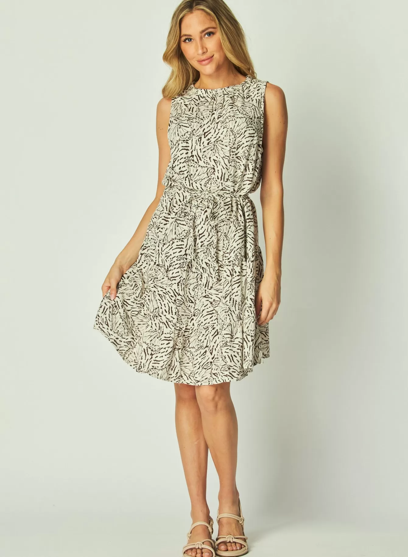 Bella Dahl Short Dresses-Sleeveless Tiered Mini Dress - Papillon Print