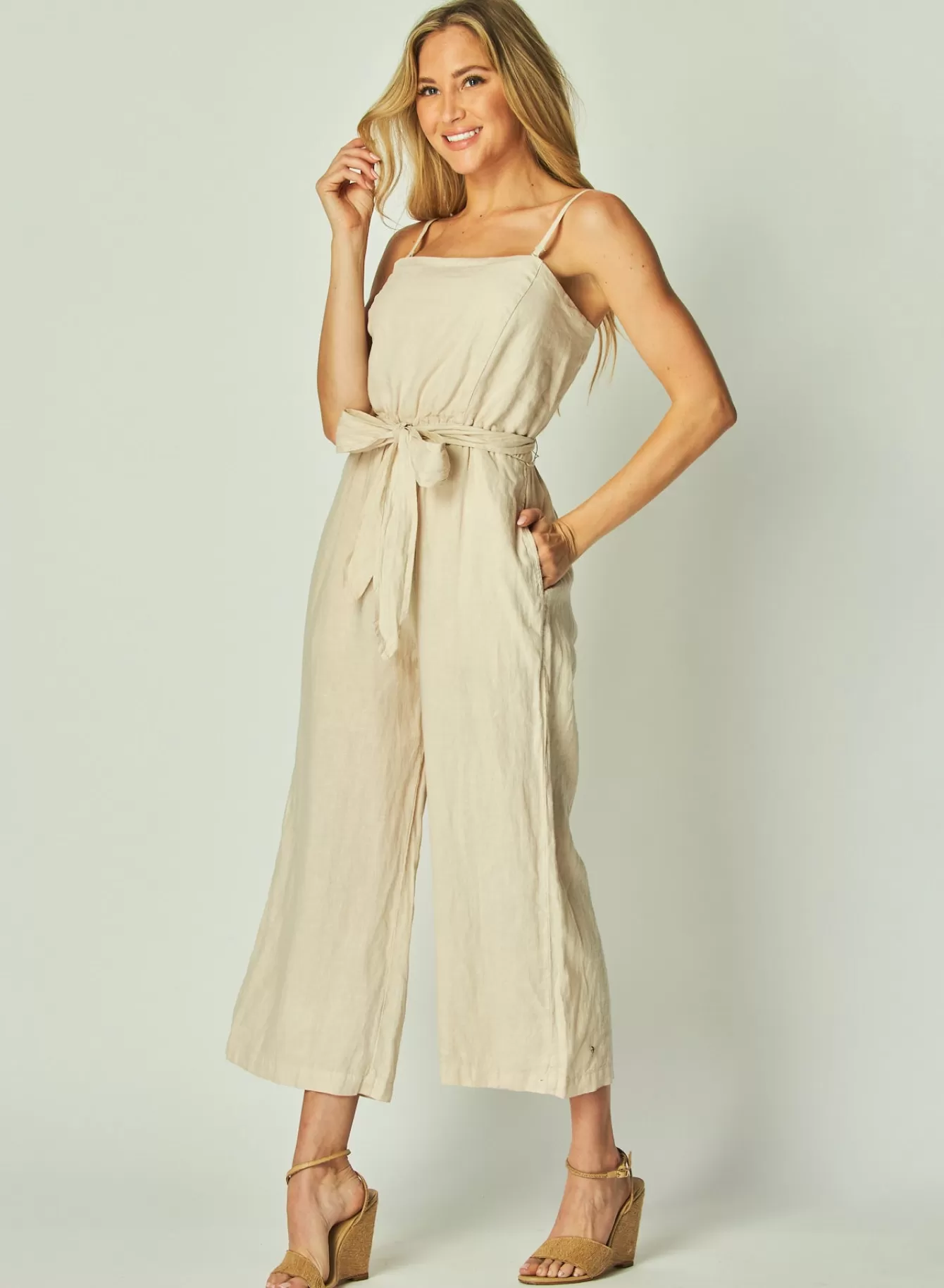 Bella Dahl Rompers & Jumpsuits-Smocked Back Jumpsuit - Samba Tan