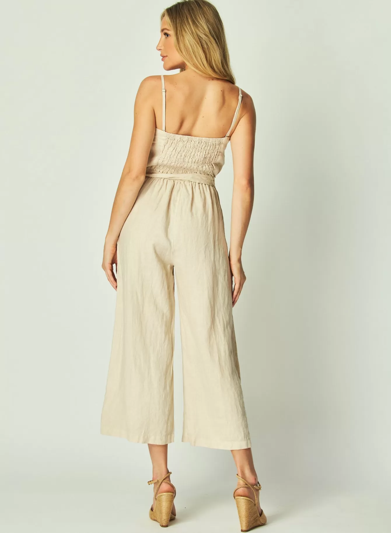 Bella Dahl Rompers & Jumpsuits-Smocked Back Jumpsuit - Samba Tan