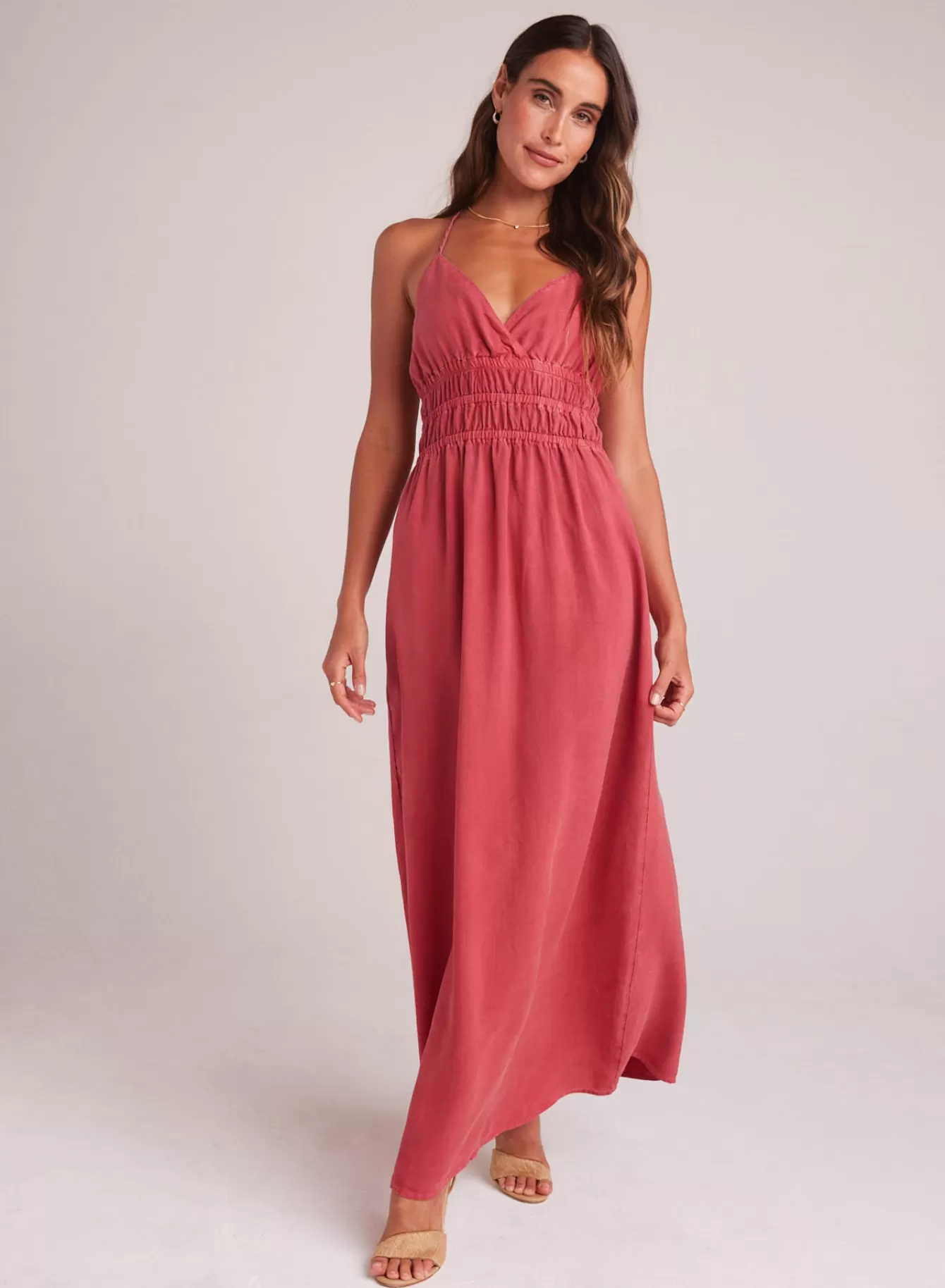 Bella Dahl Long Dresses-Smocked Cami Maxi Dress - Riviera Red