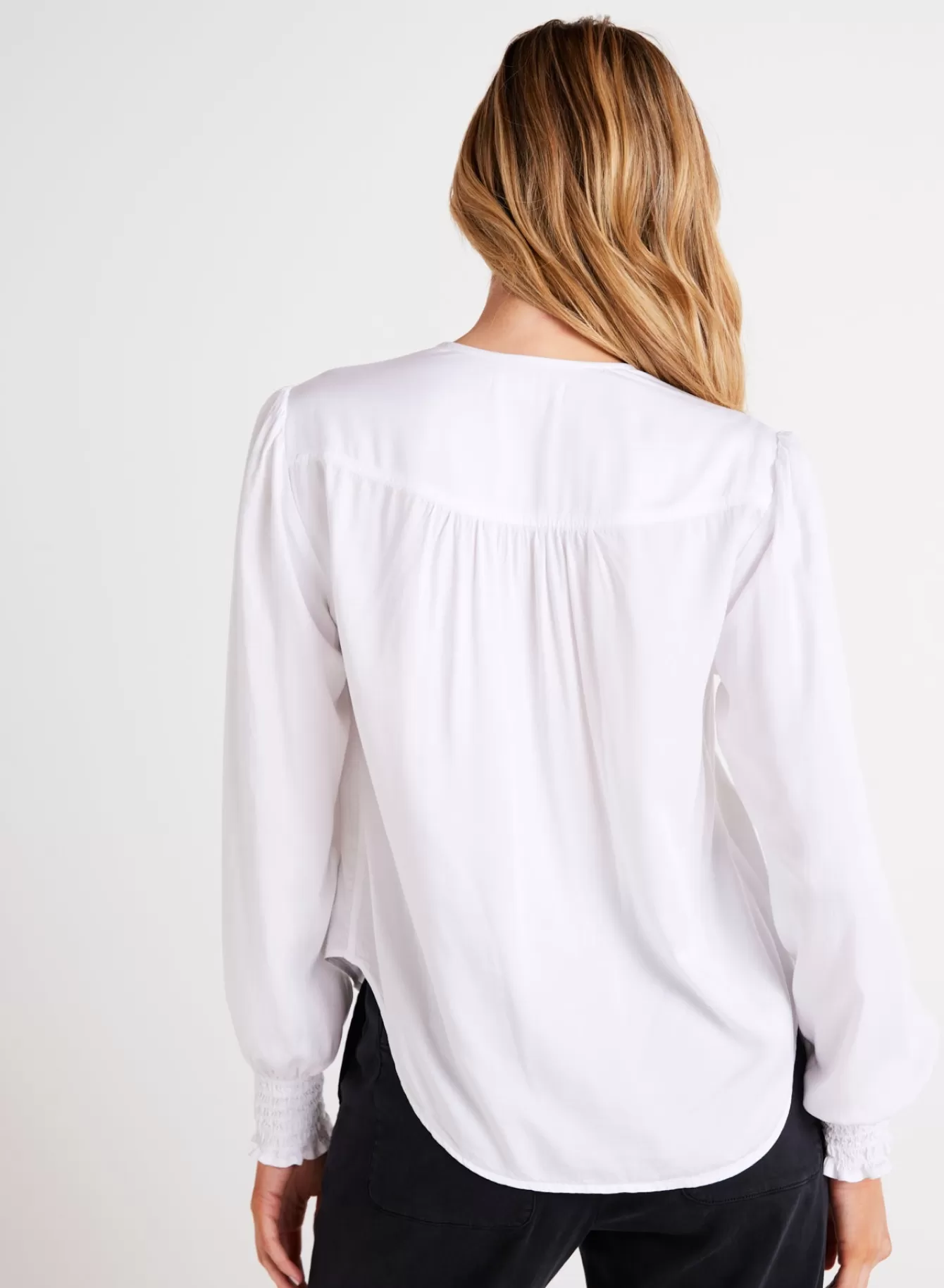 Bella Dahl Essentials Tops-Smocked Cuff Button Down -