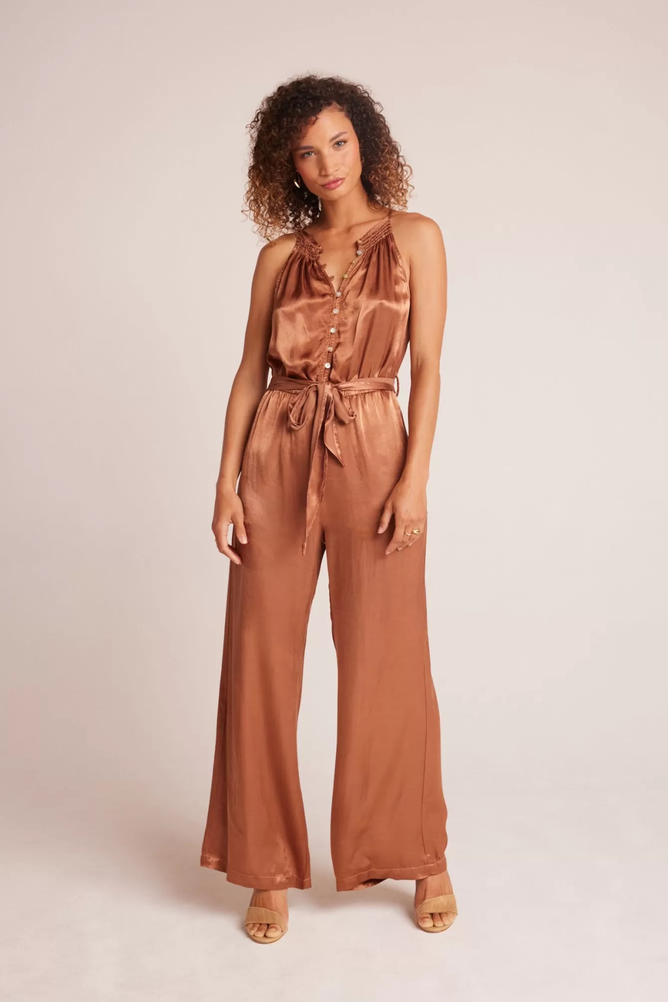 Bella Dahl Rompers & Jumpsuits-Smocked Halter Neck Jumpsuit - Curacao Coconut