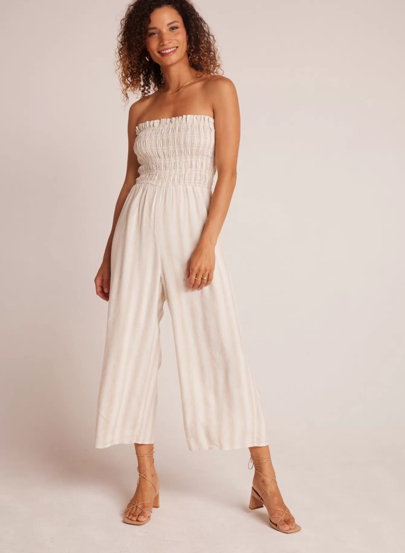 Bella Dahl Rompers & Jumpsuits-Smocked Strapless Jumpsuit - Playa Sand Stripe