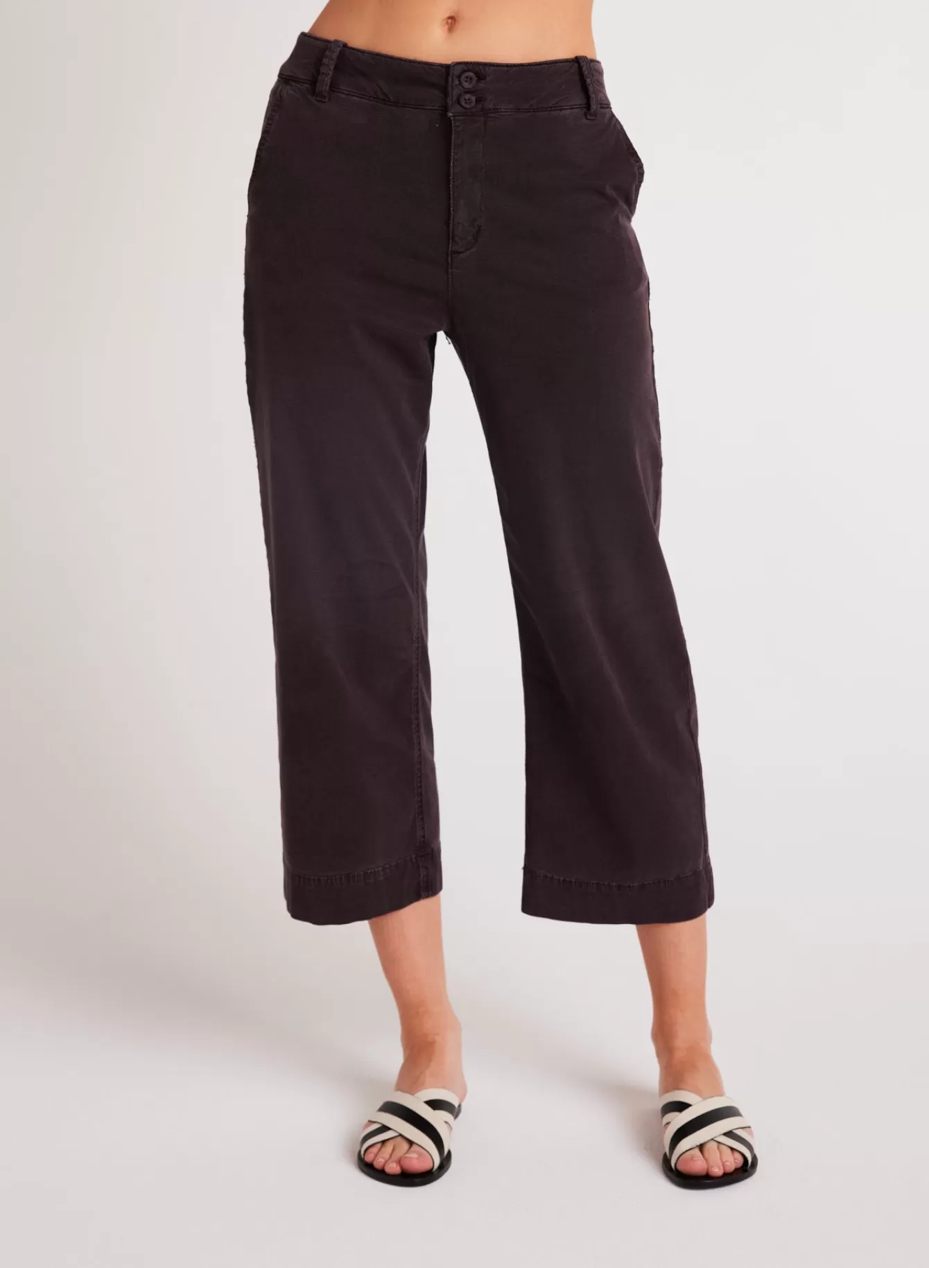 Bella Dahl Pants-Sofia Wide Leg Crop - Black Smoke