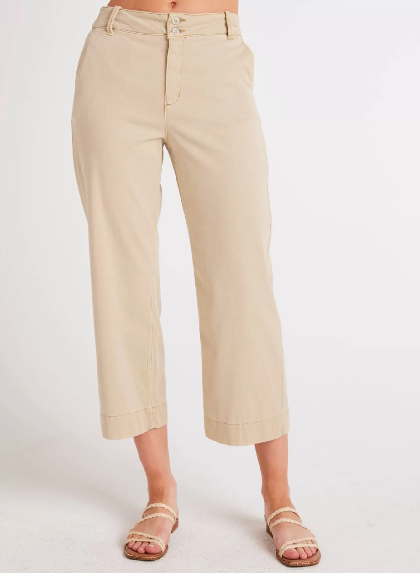 Bella Dahl Pants-Sofia Wide Leg Crop - Seaside Khaki