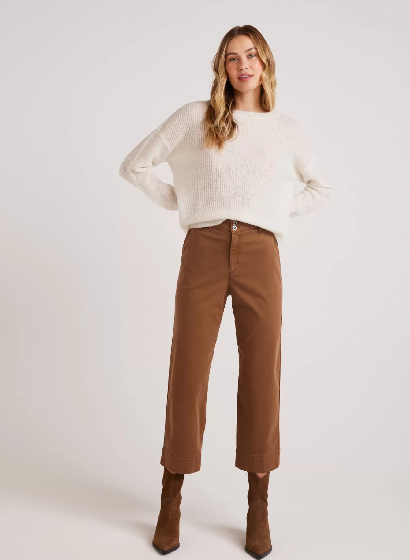 Bella Dahl Pants-Sofia Wide Leg Crop - Spiced Brown