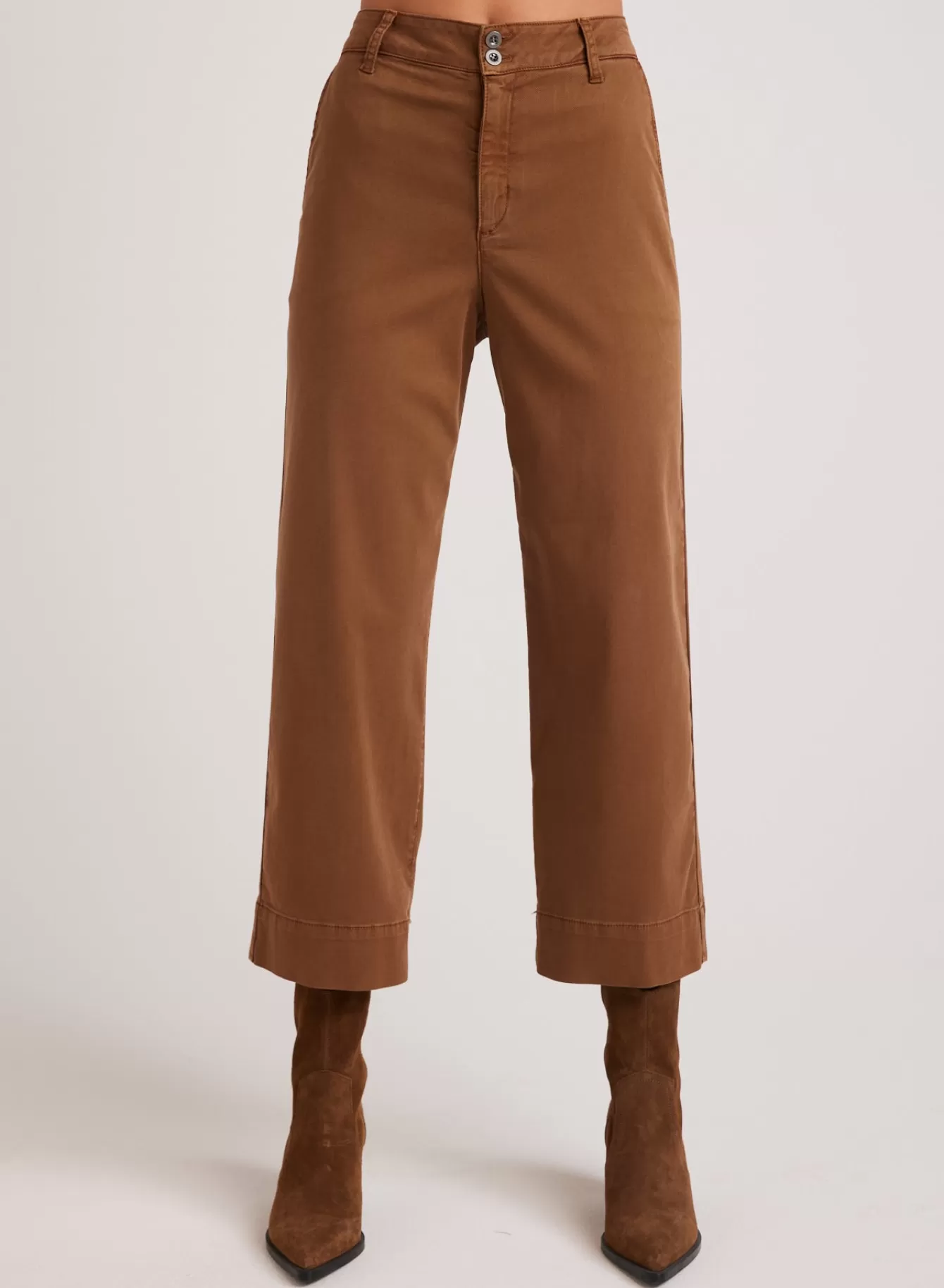 Bella Dahl Pants-Sofia Wide Leg Crop - Spiced Brown