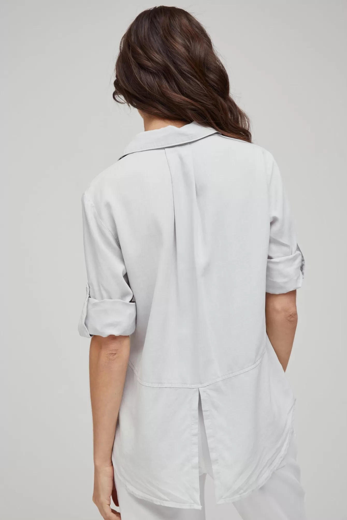 Bella Dahl Essentials Tops-Split Back Button Down - Foggy Sky