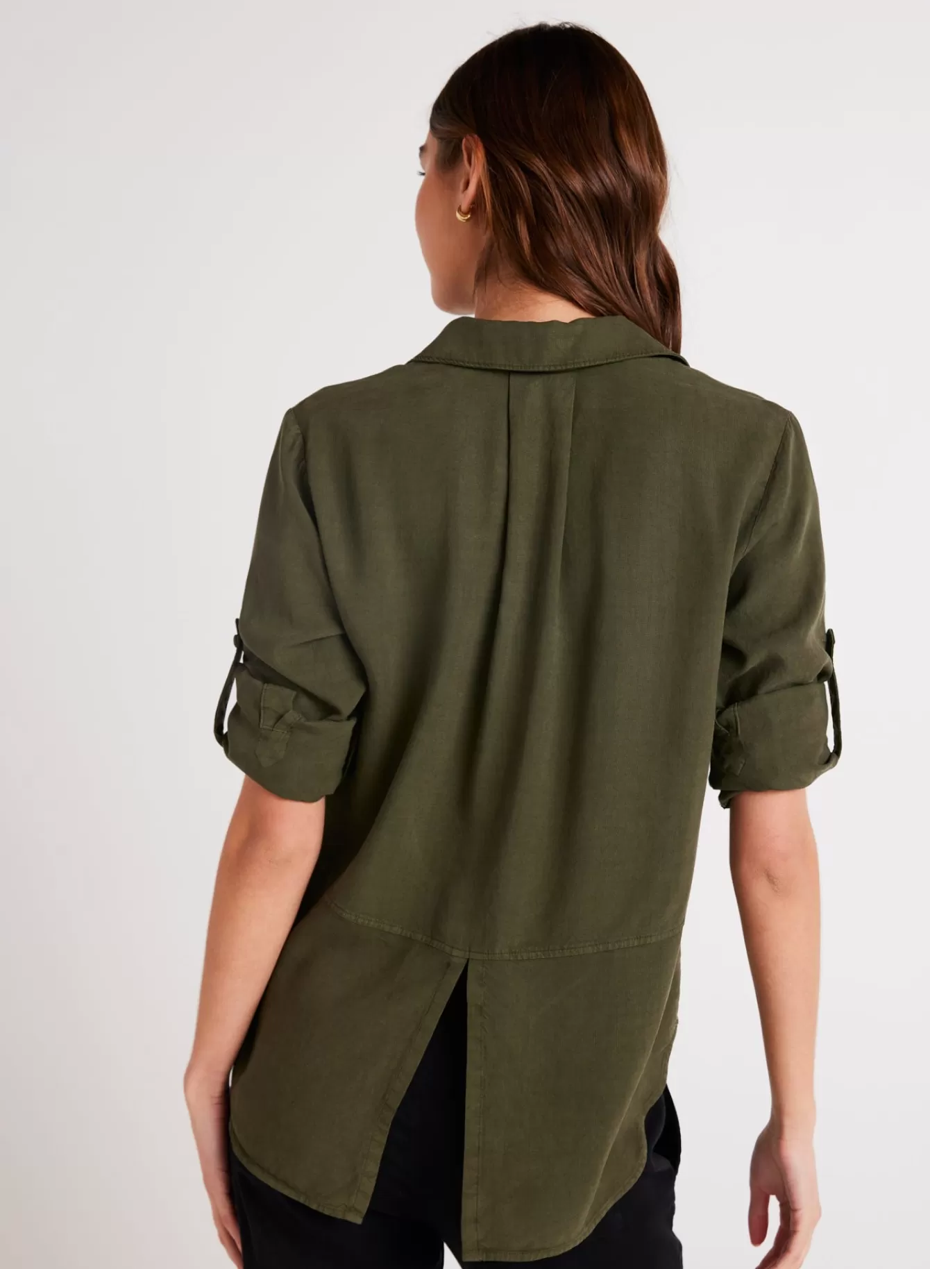 Bella Dahl Essentials Tops-Split Back Button Down - Italian Herb