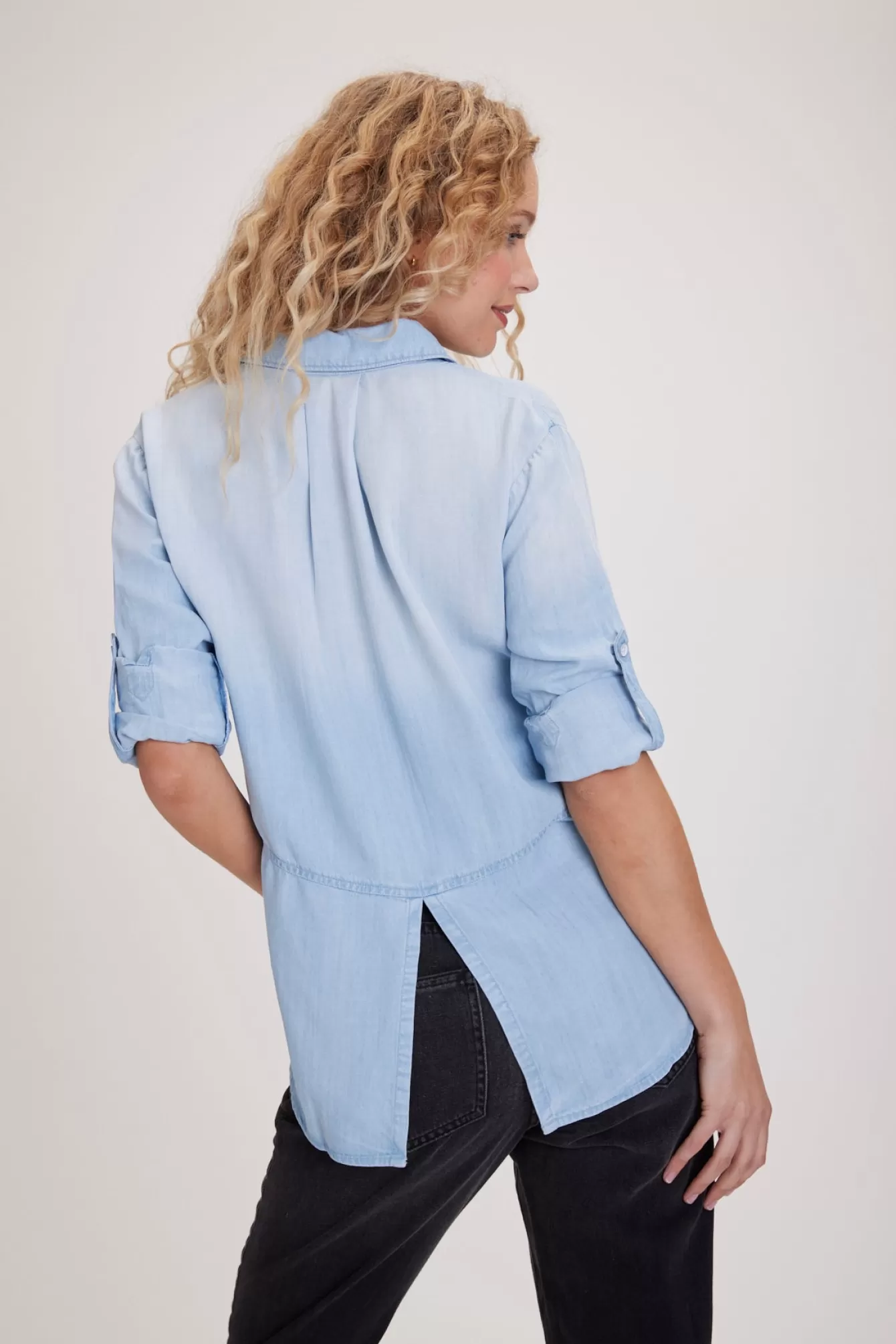 Bella Dahl Essentials Tops-Split Back Button Down - Sunbleach Wash