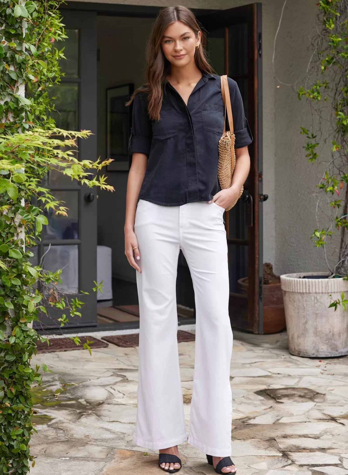 Bella Dahl Essentials Tops-Split Back Button Down - Vintage Black
