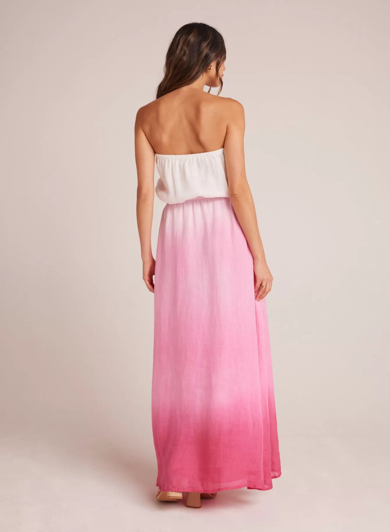 Bella Dahl Long Dresses-Strapless Linen Maxi Dress - Pink Ombre Dye