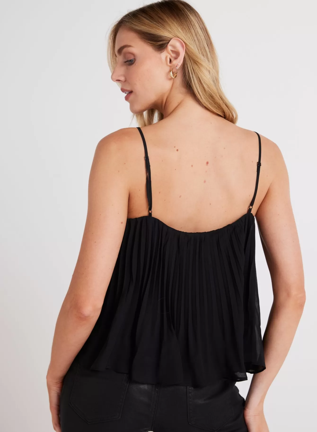 Bella Dahl Sleeveless-Sunburst Pleated Chiffon Cami -