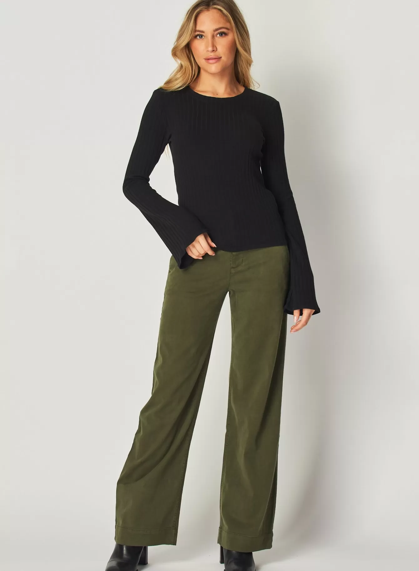 Bella Dahl Essentials Bottoms-Sydney Wide Leg Pant - Italian Herb