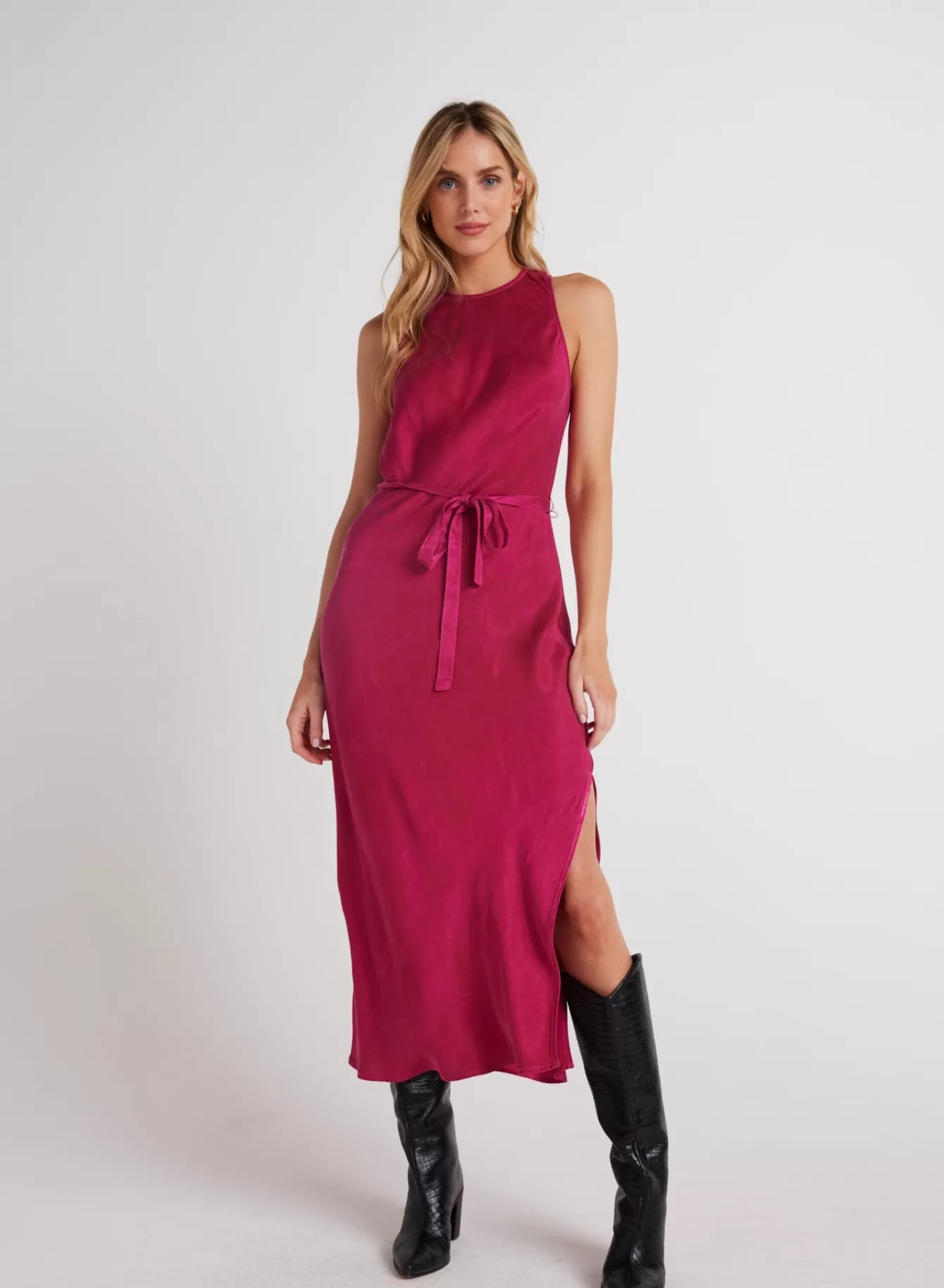 Bella Dahl Long Dresses-Tank Slip Dress - Fuchsia Berry