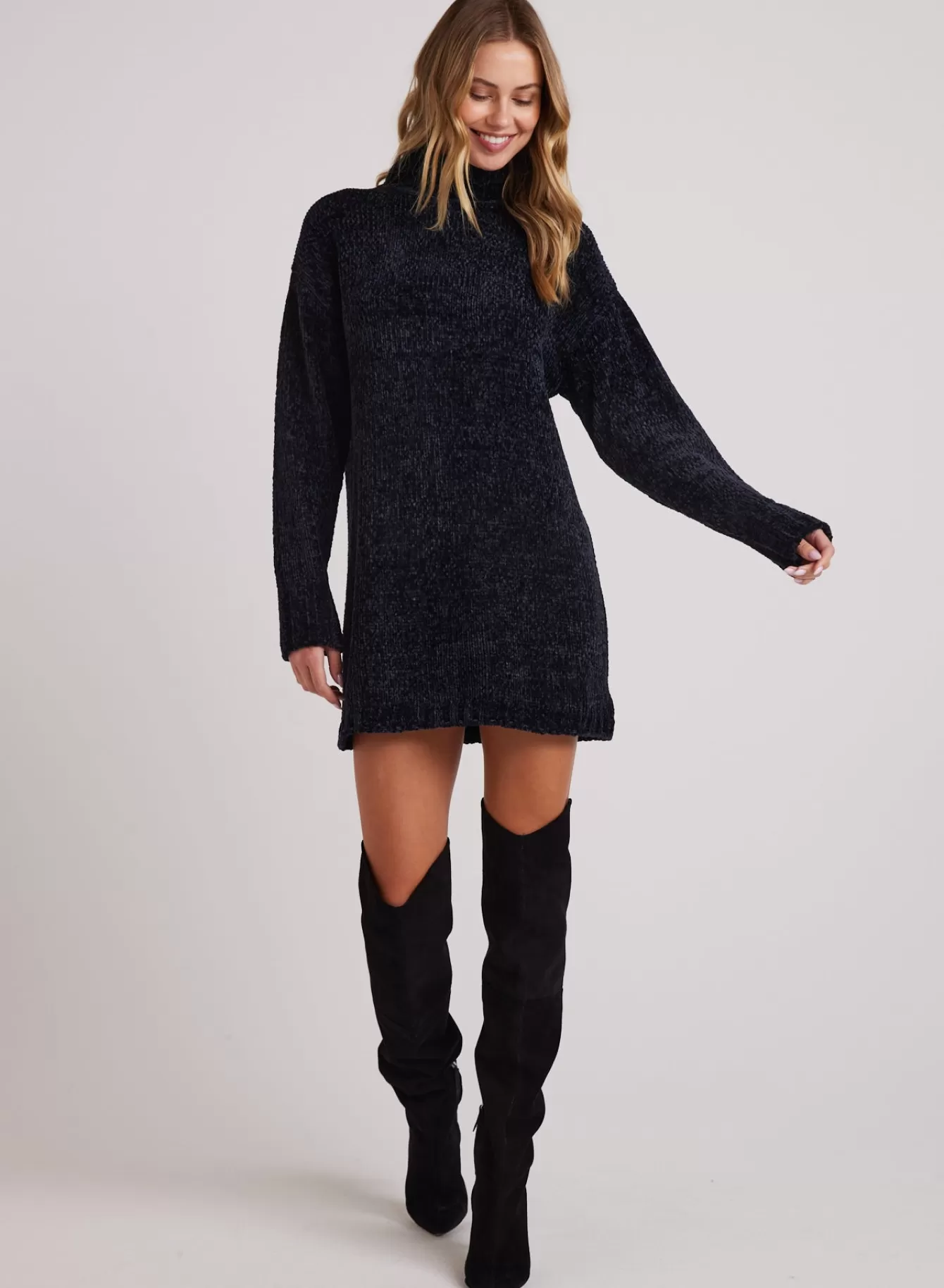 Bella Dahl Essentials Dresses-Turtle Neck Chenille Sweater Dress-