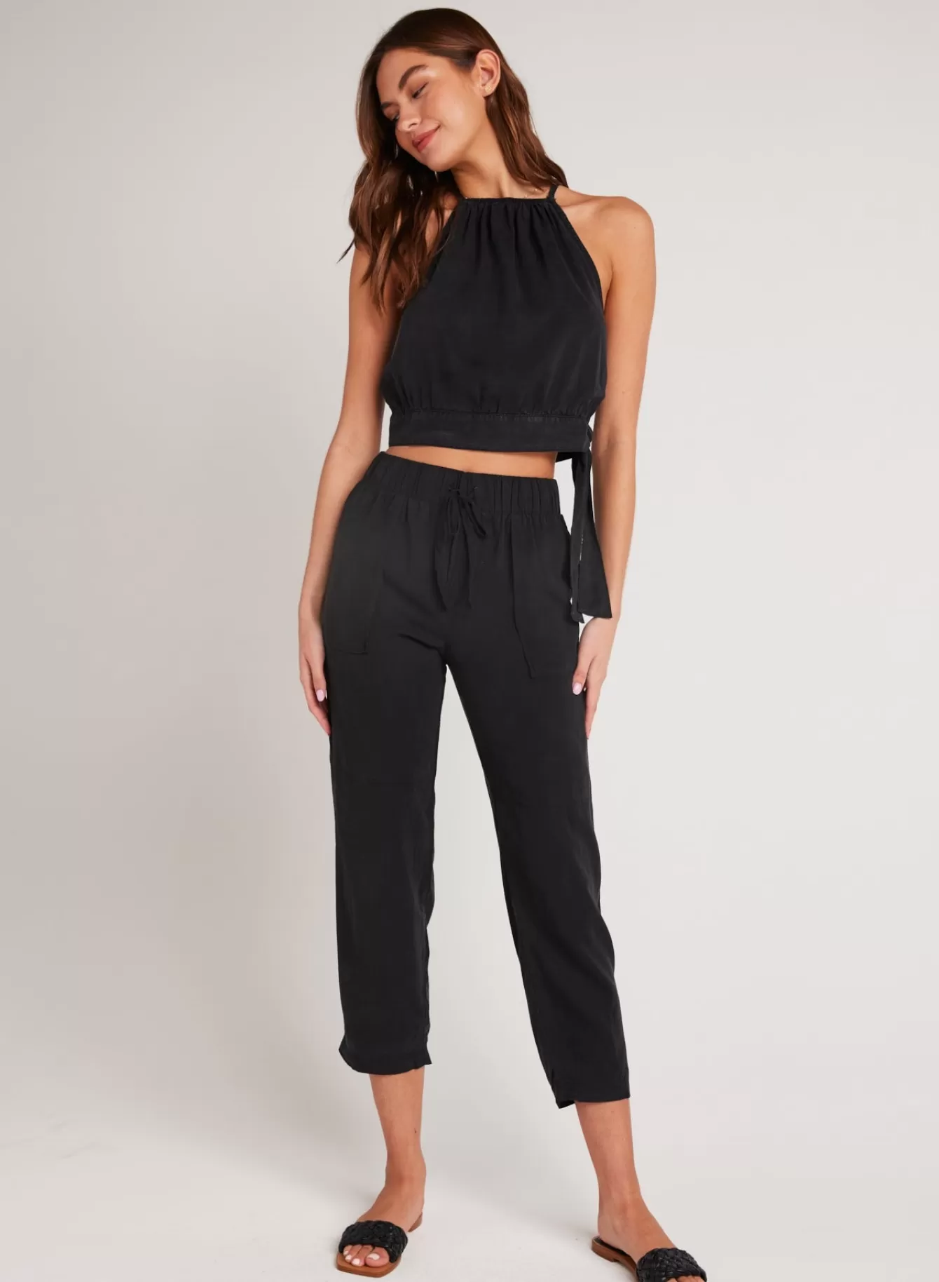 Bella Dahl Essentials Bottoms-Utility Tie Waist Trouser - Vintage Black