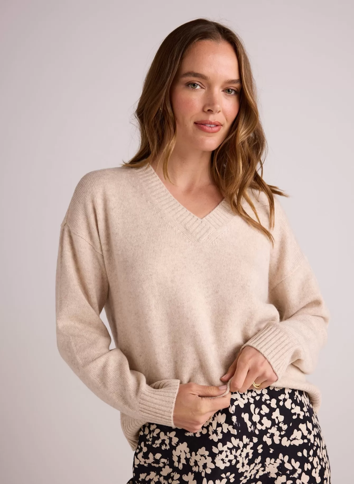 Bella Dahl Sweaters-V-Neck Sweater - Ivory Oat