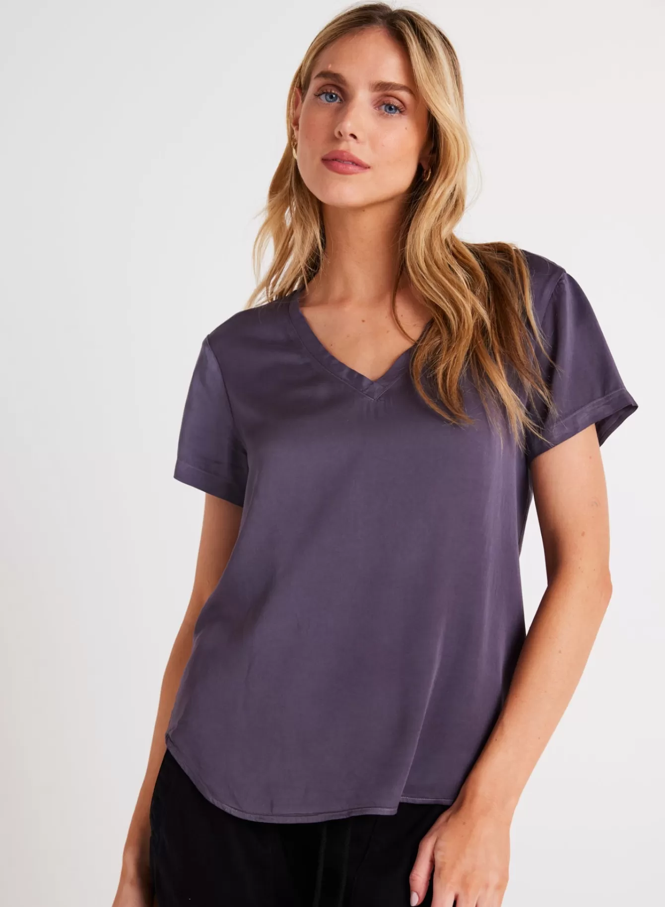 Bella Dahl Essentials Tops-V-Neck Tee - Galaxy Smoke