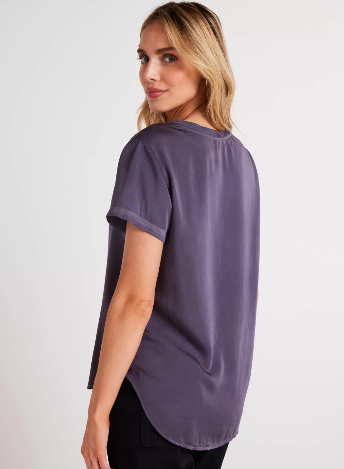 Bella Dahl Essentials Tops-V-Neck Tee - Galaxy Smoke