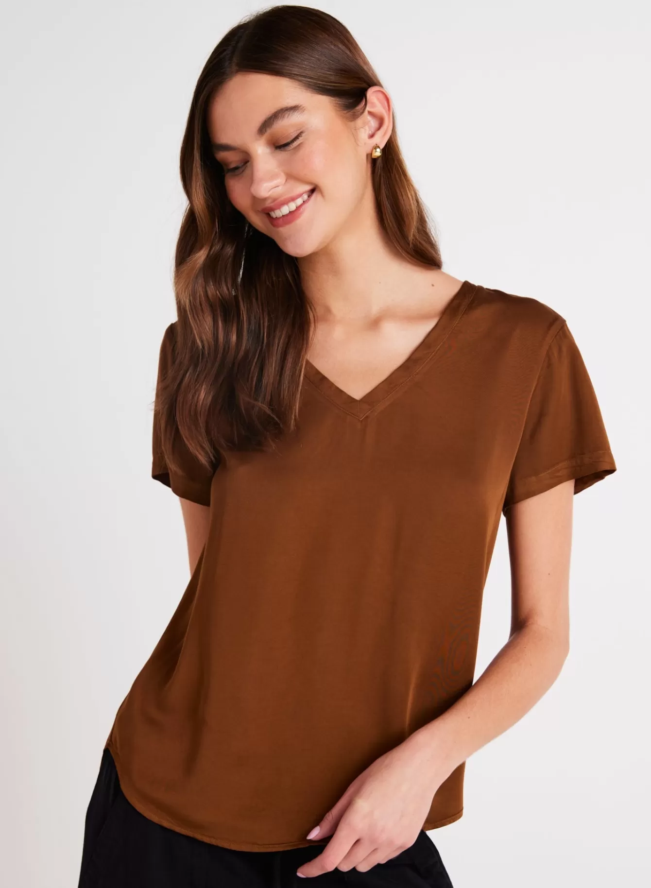 Bella Dahl Seasonal Essentials-V-Neck Tee - Twilight Gold