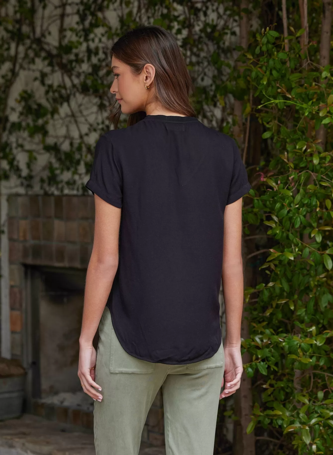 Bella Dahl Essentials Tops-V-Neck Tee - Vintage Black