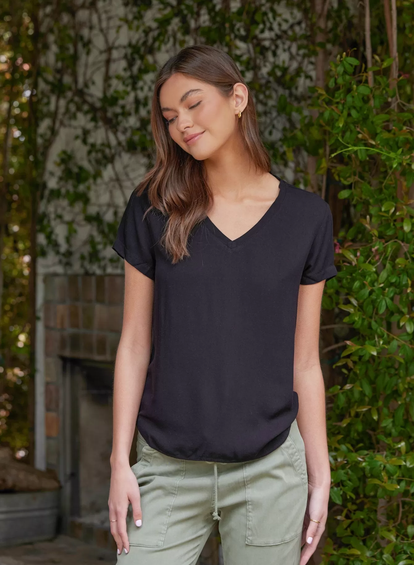 Bella Dahl T-Shirts-V-Neck Tee - Vintage Black