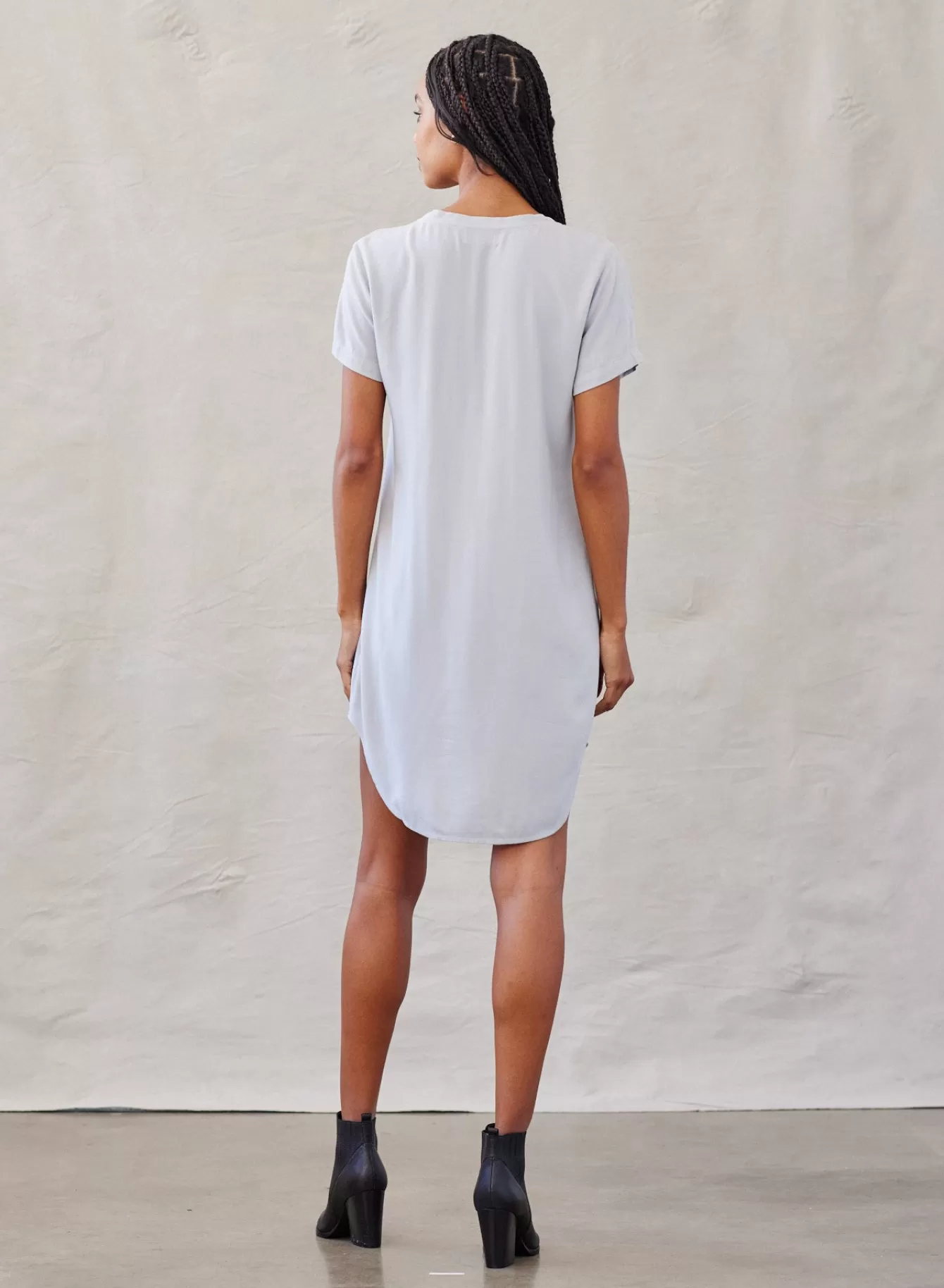 Bella Dahl Essentials Dresses-V-Neck Tee Dress - Foggy Sky