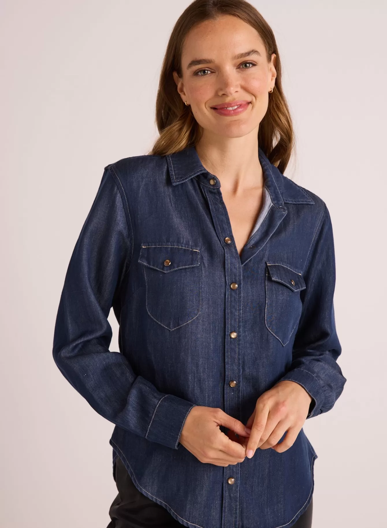 Bella Dahl Long Sleeve-Western Shirt - Dark Denim