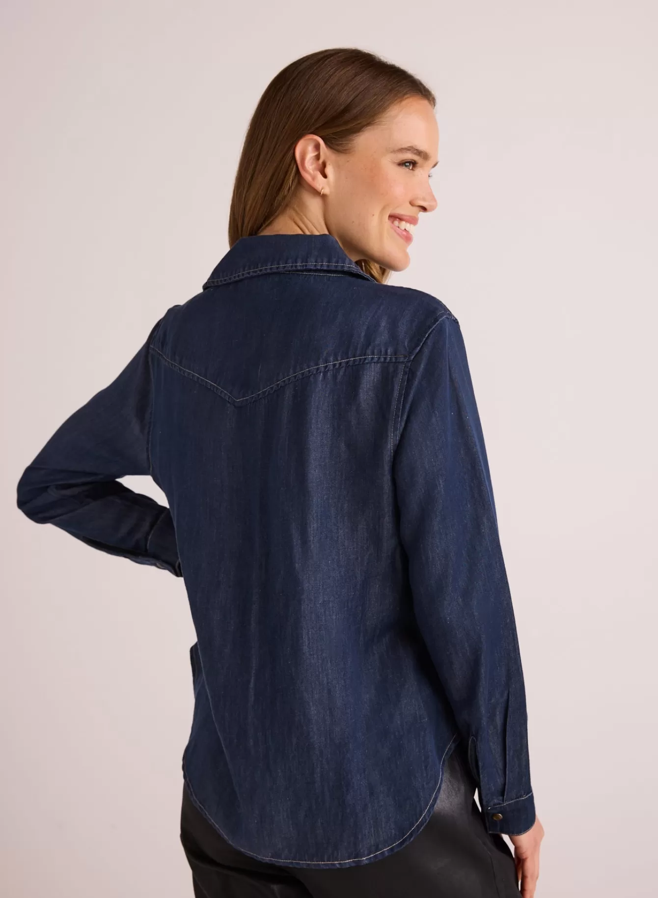 Bella Dahl Long Sleeve-Western Shirt - Dark Denim