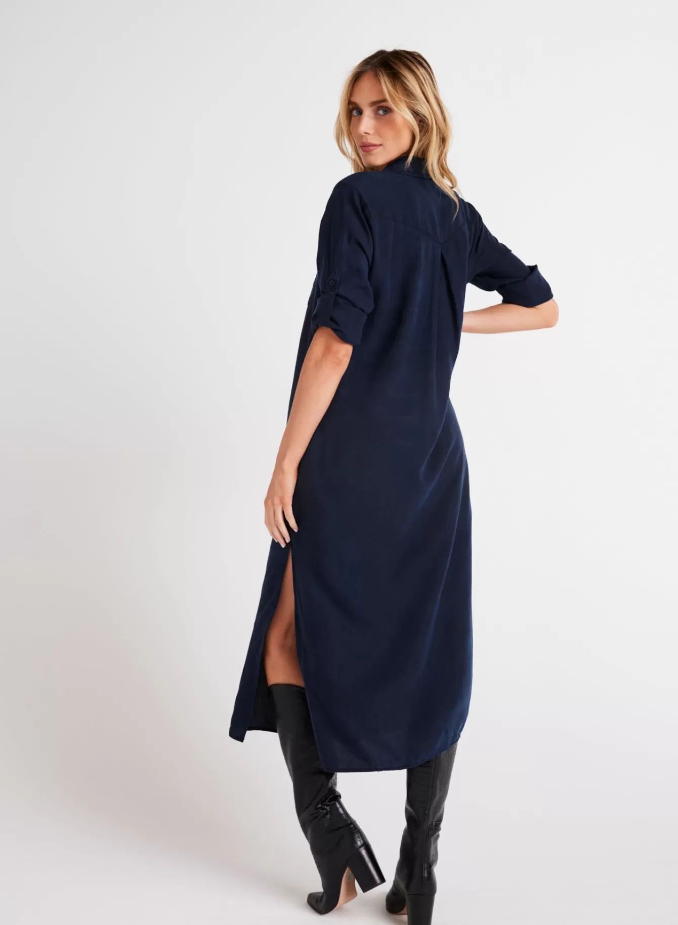 Bella Dahl Essentials Dresses-Western Yoke Duster Dress - Endless Sea