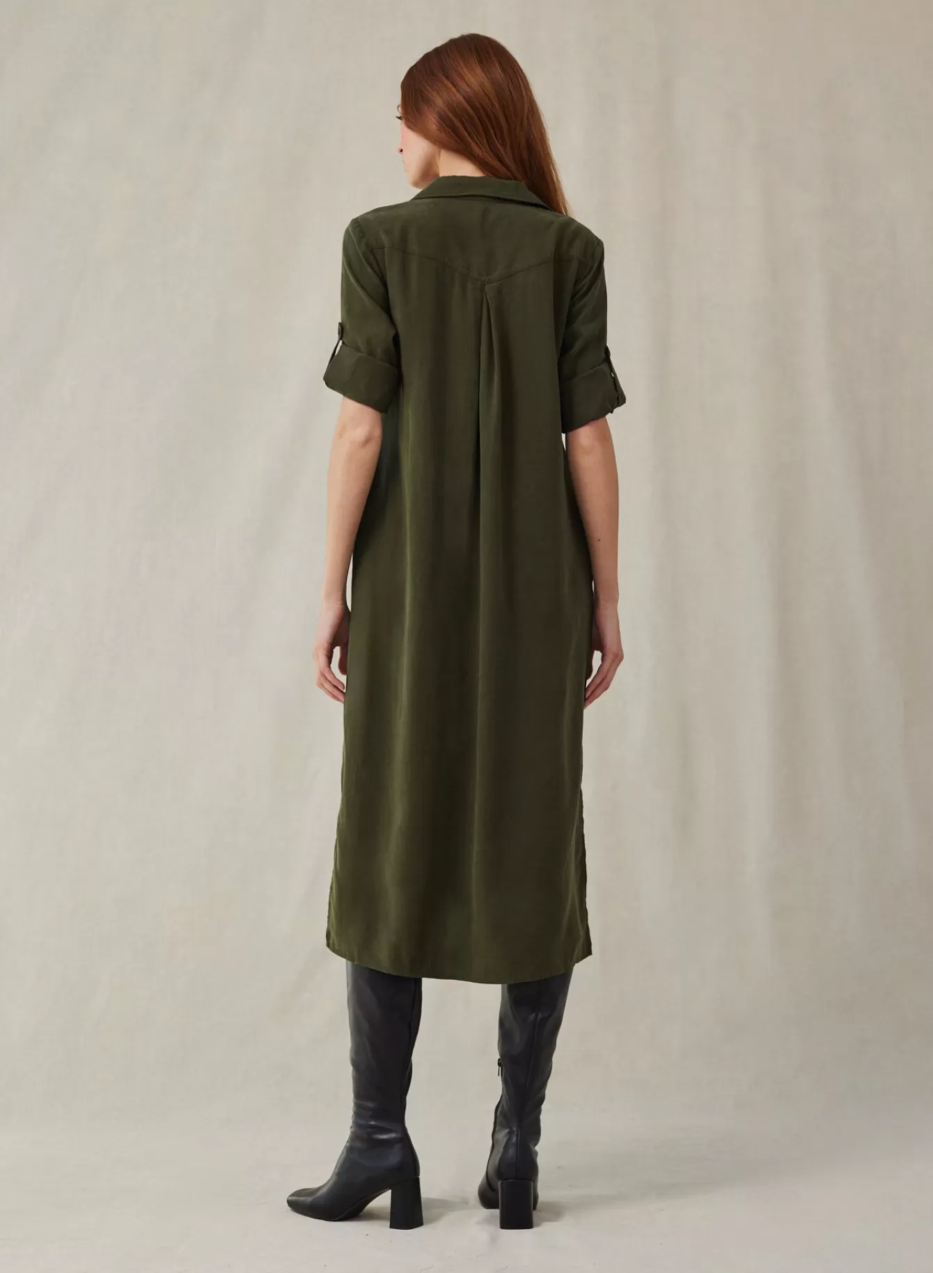 Bella Dahl Essentials Dresses-Western Yoke Duster Dress - Italian Herb