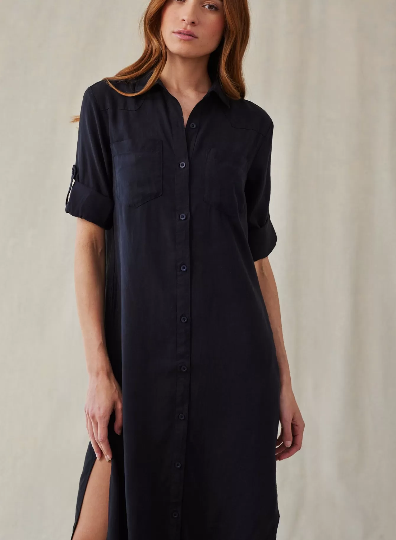 Bella Dahl Long Dresses-Western Yoke Duster Dress - Vintage Black
