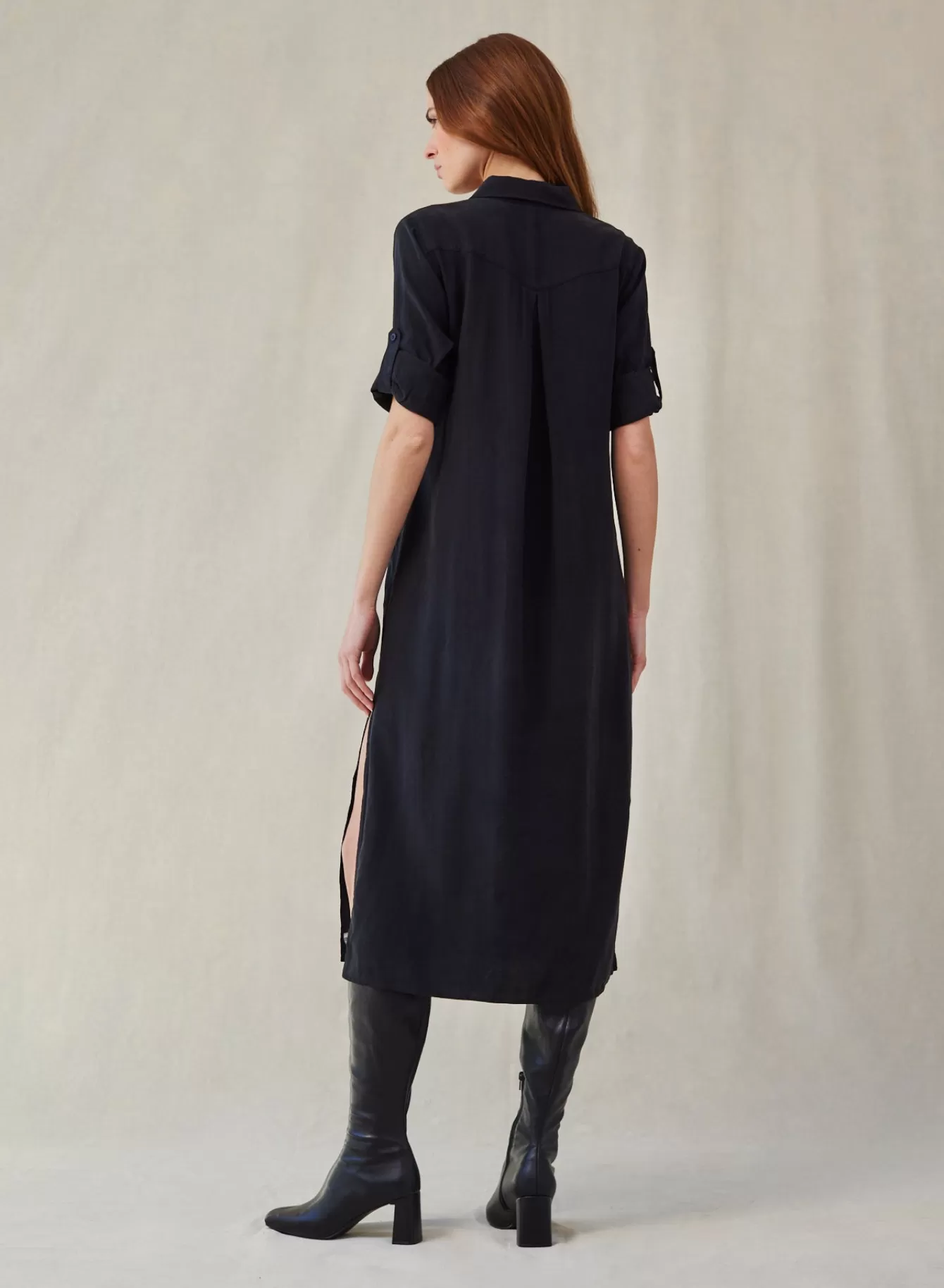 Bella Dahl Long Dresses-Western Yoke Duster Dress - Vintage Black