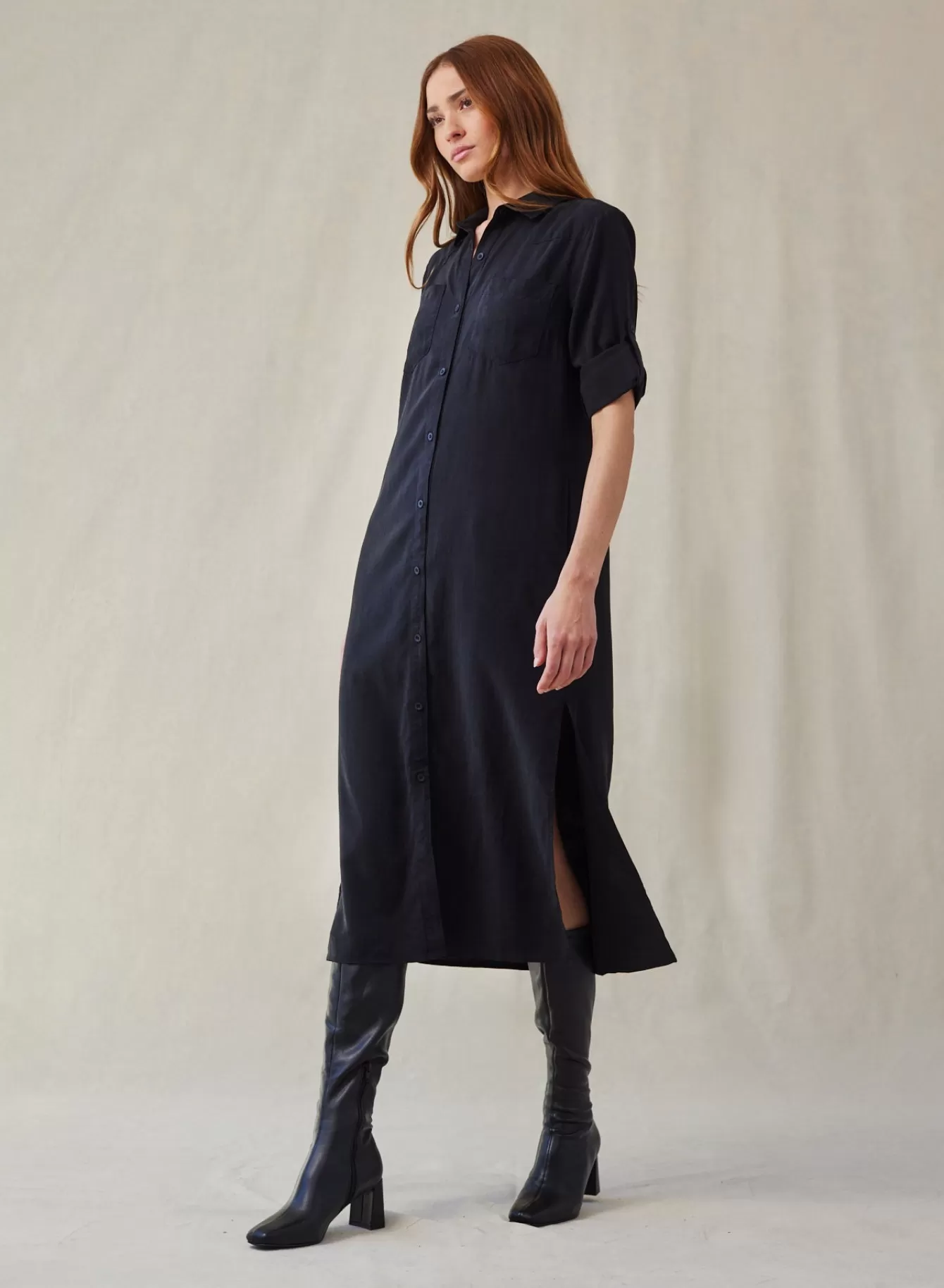 Bella Dahl Long Dresses-Western Yoke Duster Dress - Vintage Black