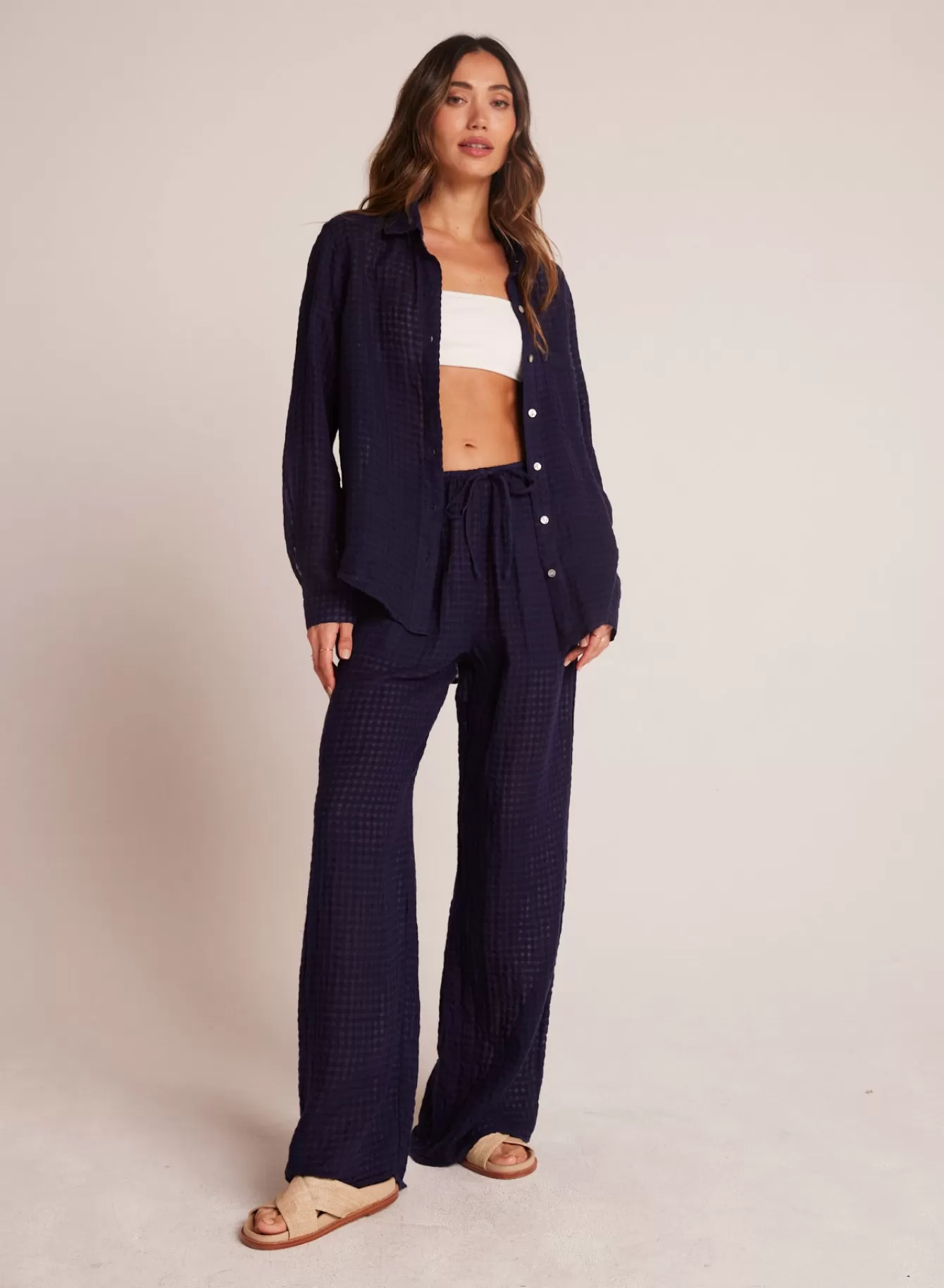 Bella Dahl Pants-Wide Leg Pocket Beach Pant - Tropic Navy