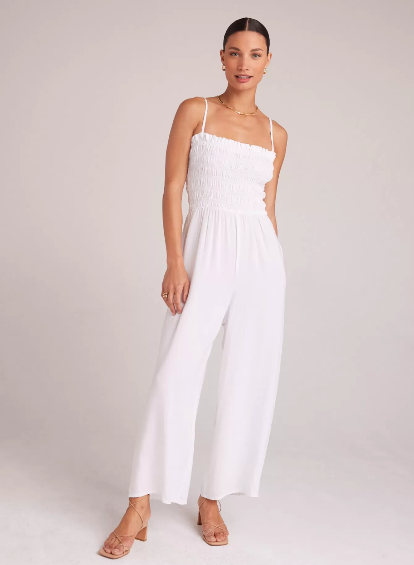 Bella Dahl Rompers & Jumpsuits-Wide Leg Smocked Ruffle Jumpsuit -