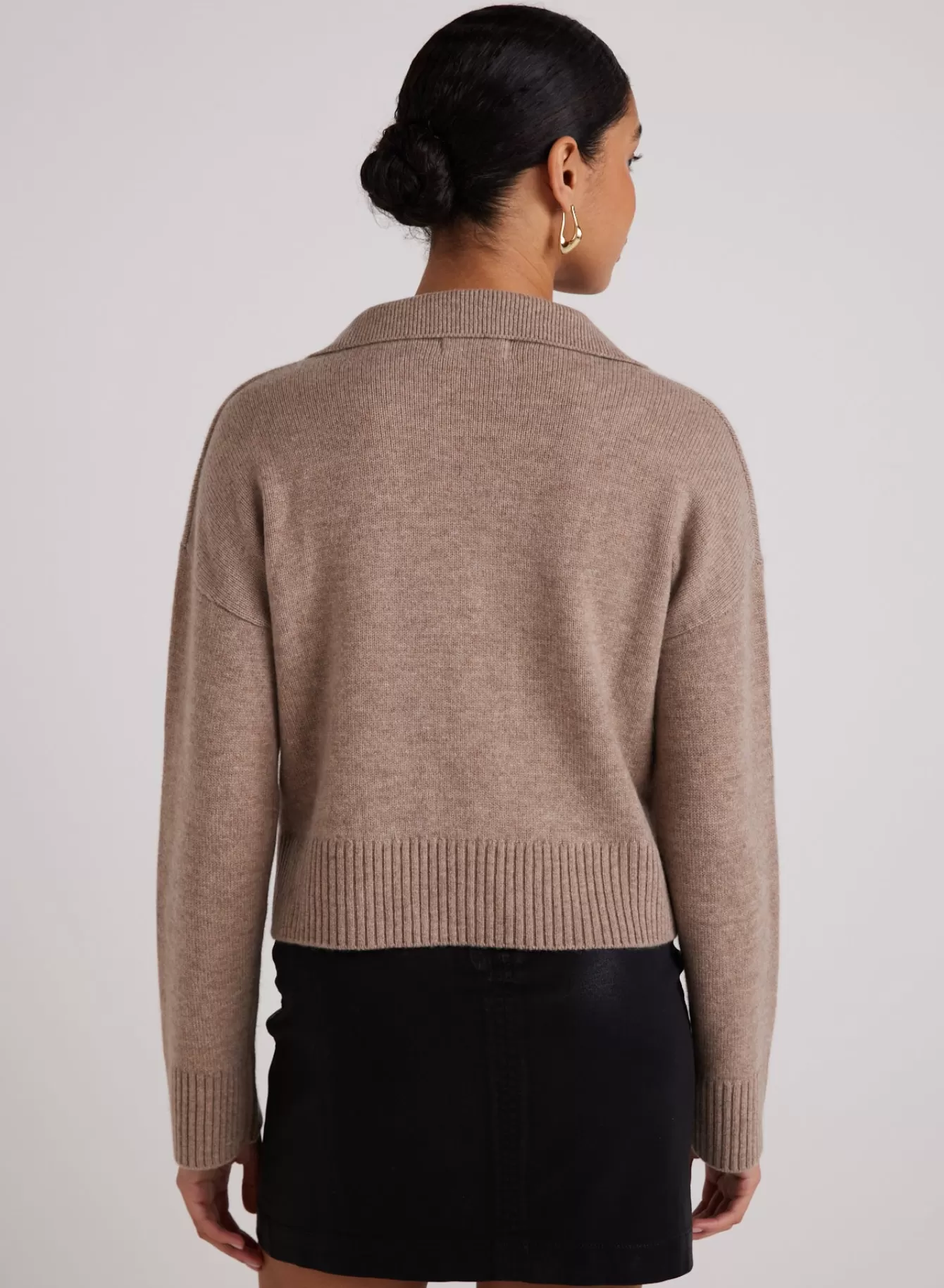 Bella Dahl Sweaters-Wool and Cashmere Blend Collared Sweater  - Heather Fawn