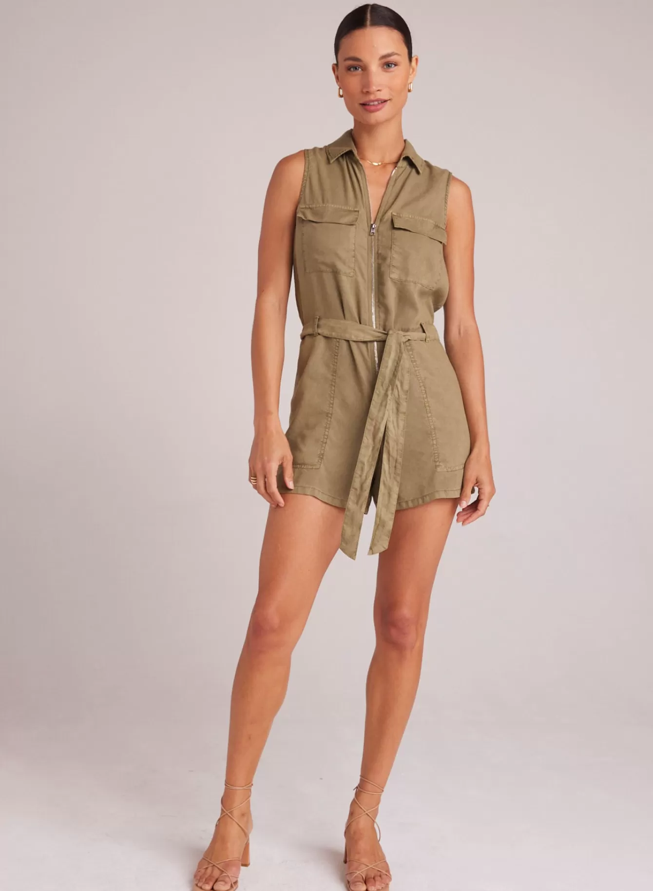 Bella Dahl Rompers & Jumpsuits-Zip Front Romper - French Olive